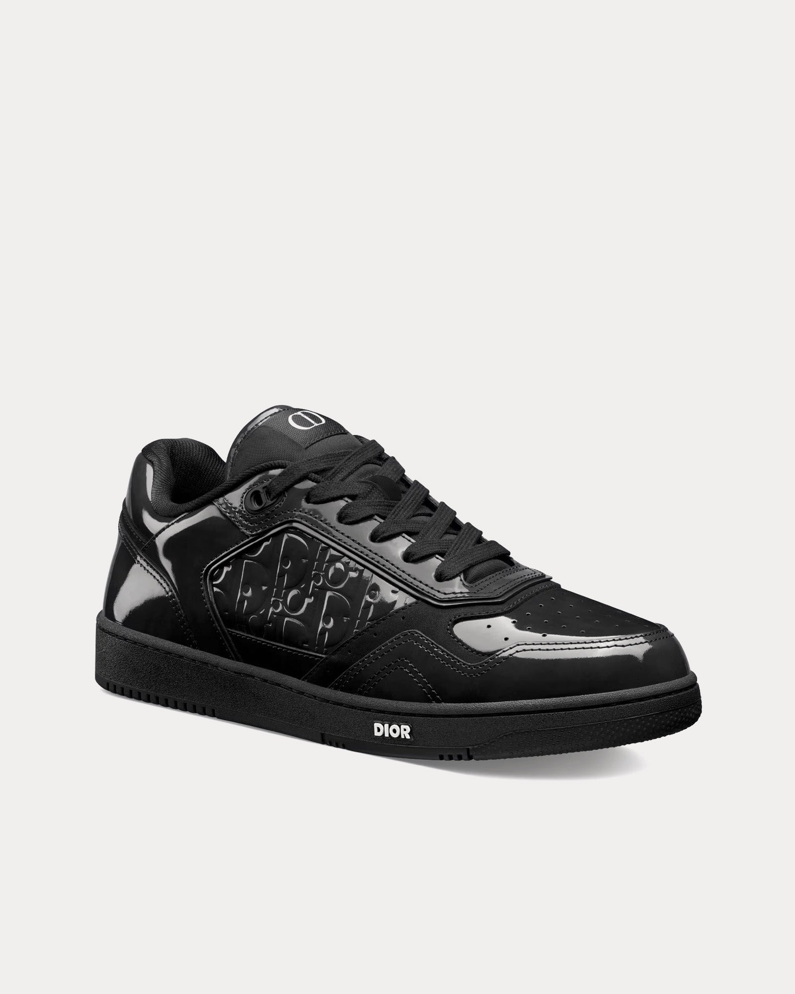 Dior B27 Black Patent Calfskin and Dior Oblique Gravity Leather Low Top Sneakers - 3