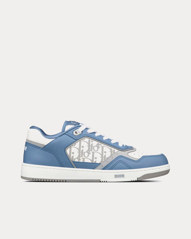 Dior B27 Blue and White Smooth Calfskin with White Dior Oblique Galaxy Leather Low Top Sneakers