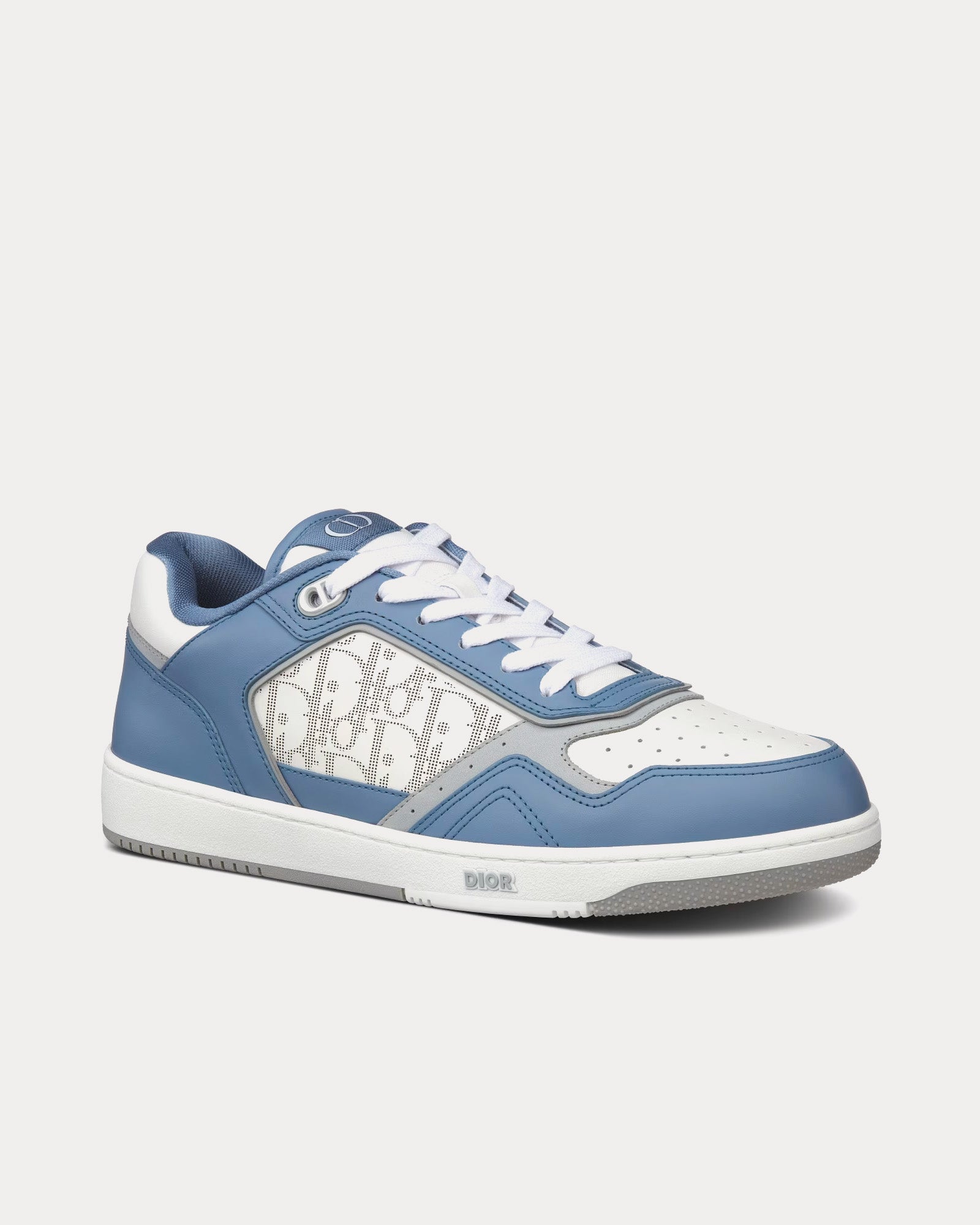 Dior B27 Blue and White Smooth Calfskin with White Dior Oblique Galaxy Leather Low Top Sneakers - 3