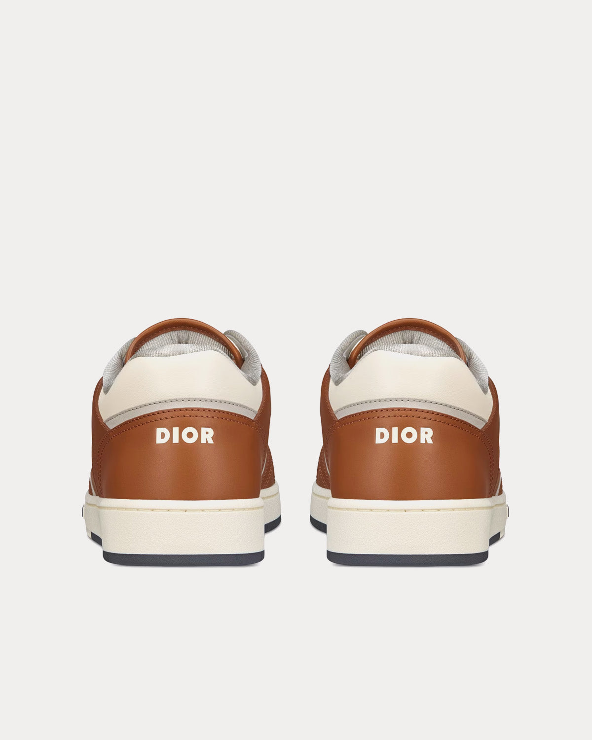 Dior B27 Brown and Cream Smooth Calfskin with Beige and Black Dior Oblique Jacquard Low Top Sneakers - 4