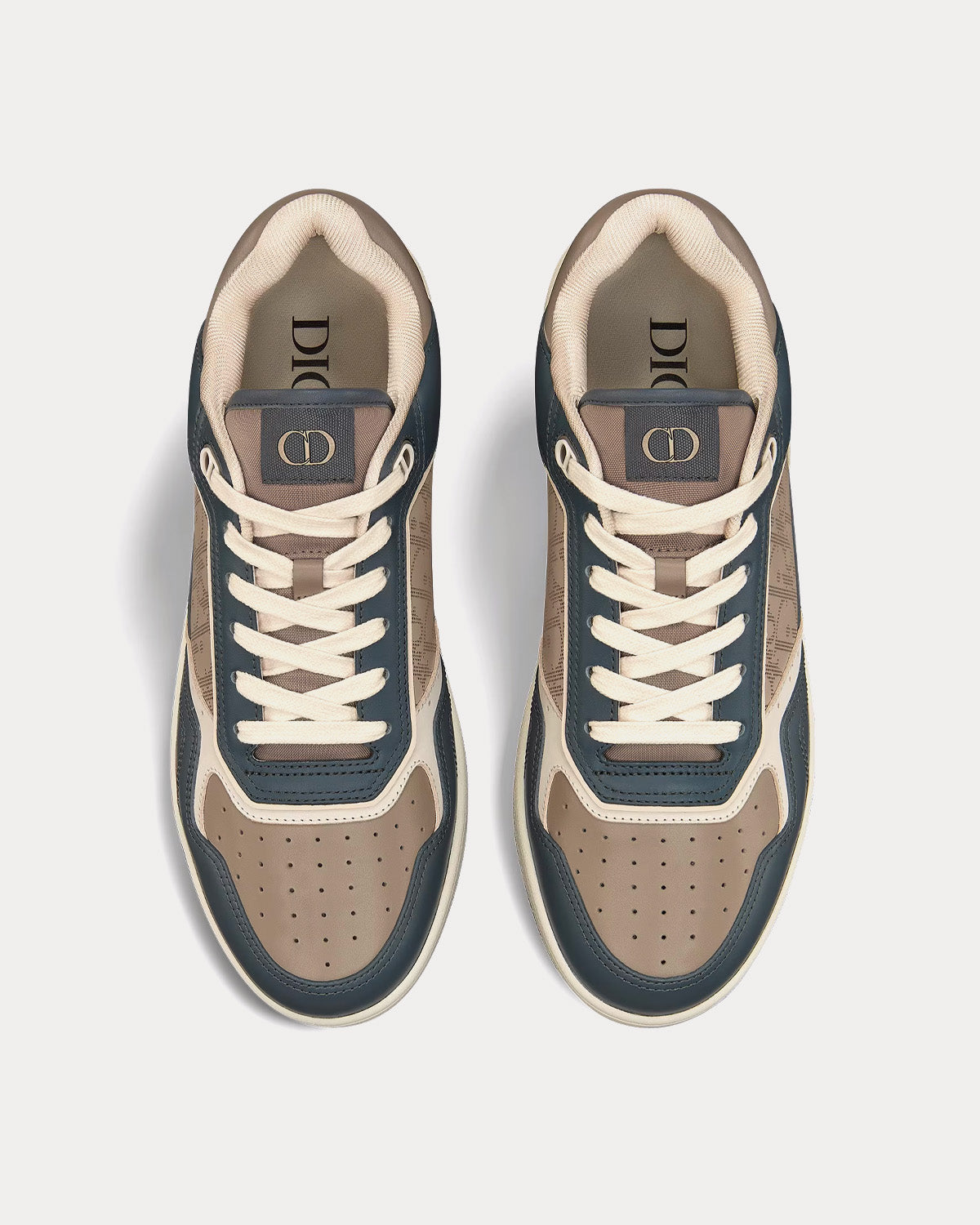 Dior B27 Brown and Deep Gray Smooth Calfskin with Brown Dior Oblique Galaxy Leather Low Top Sneakers - 2