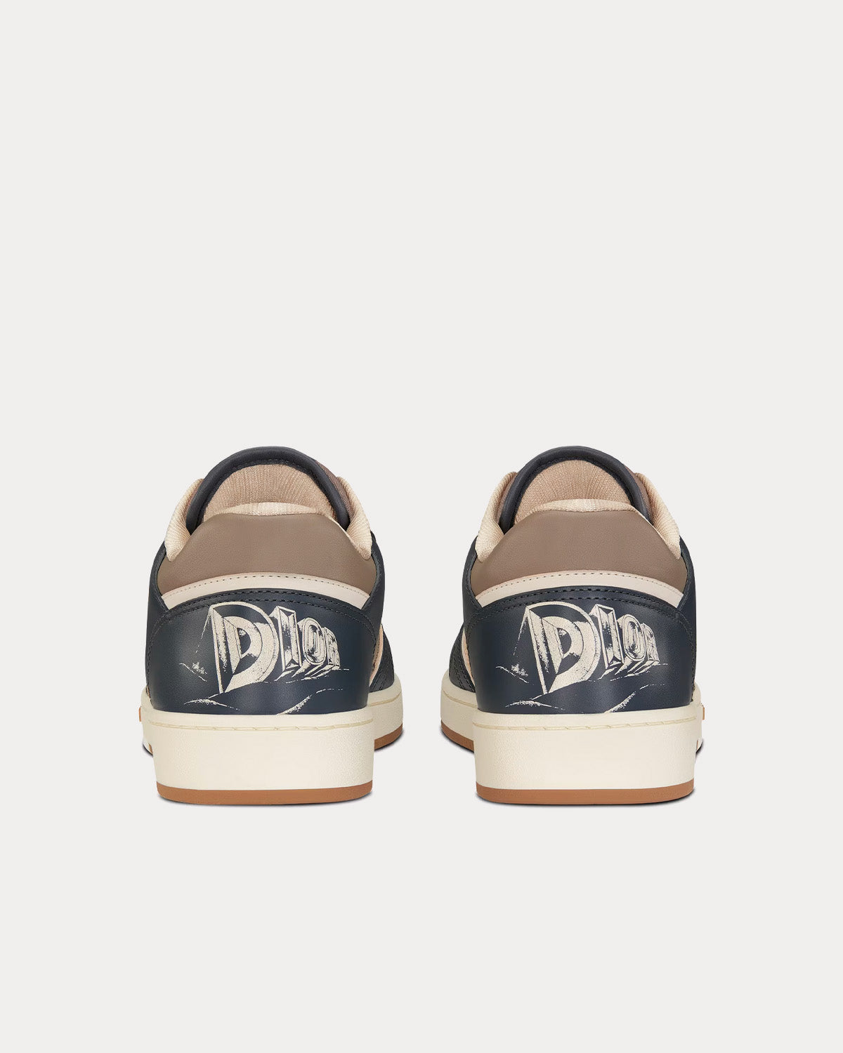 Dior B27 Brown and Deep Gray Smooth Calfskin with Brown Dior Oblique Galaxy Leather Low Top Sneakers - 3