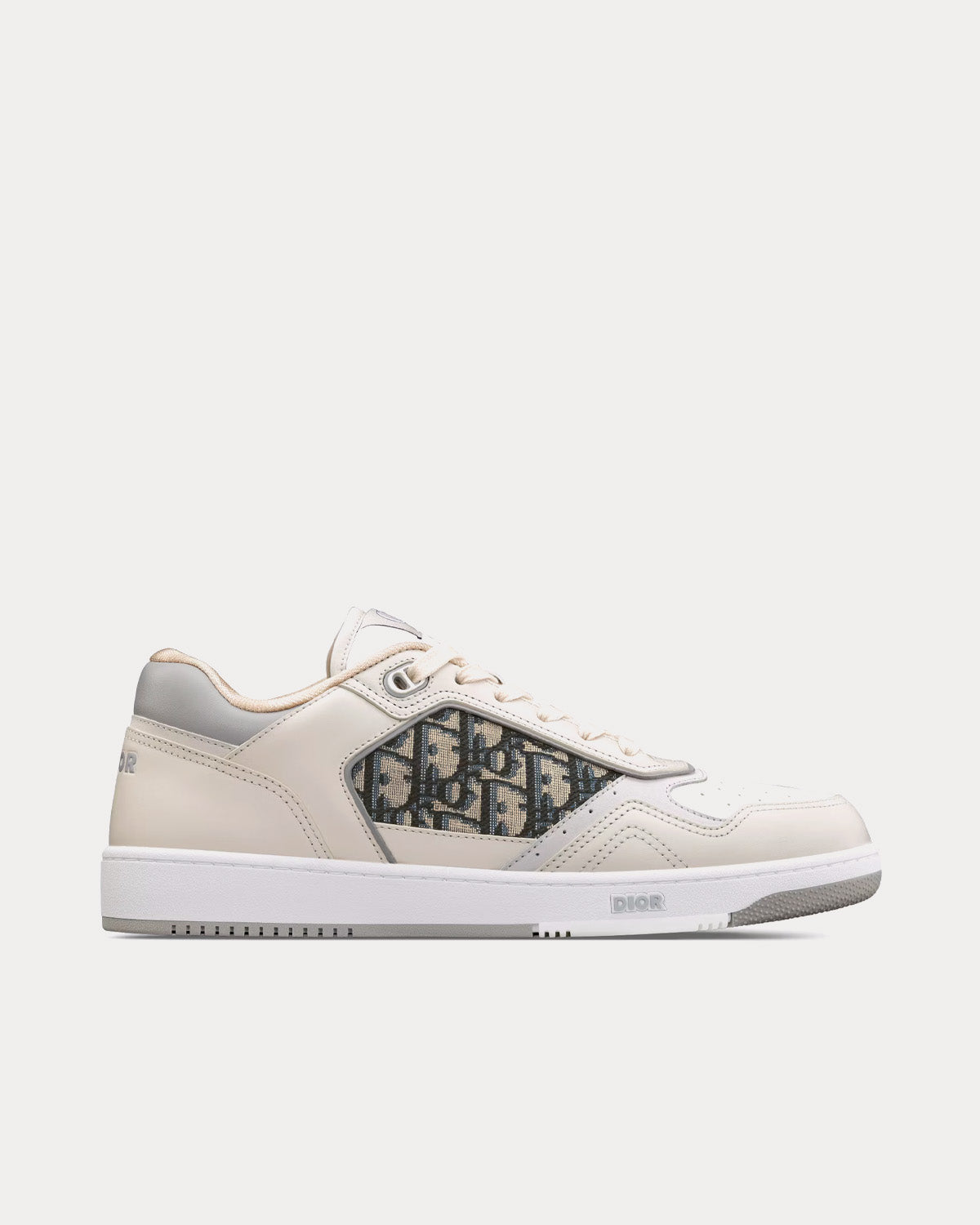 Dior B27 Cream and White Smooth Calfskin with Beige and Black Dior Oblique Jacquard Low Top Sneakers - 1