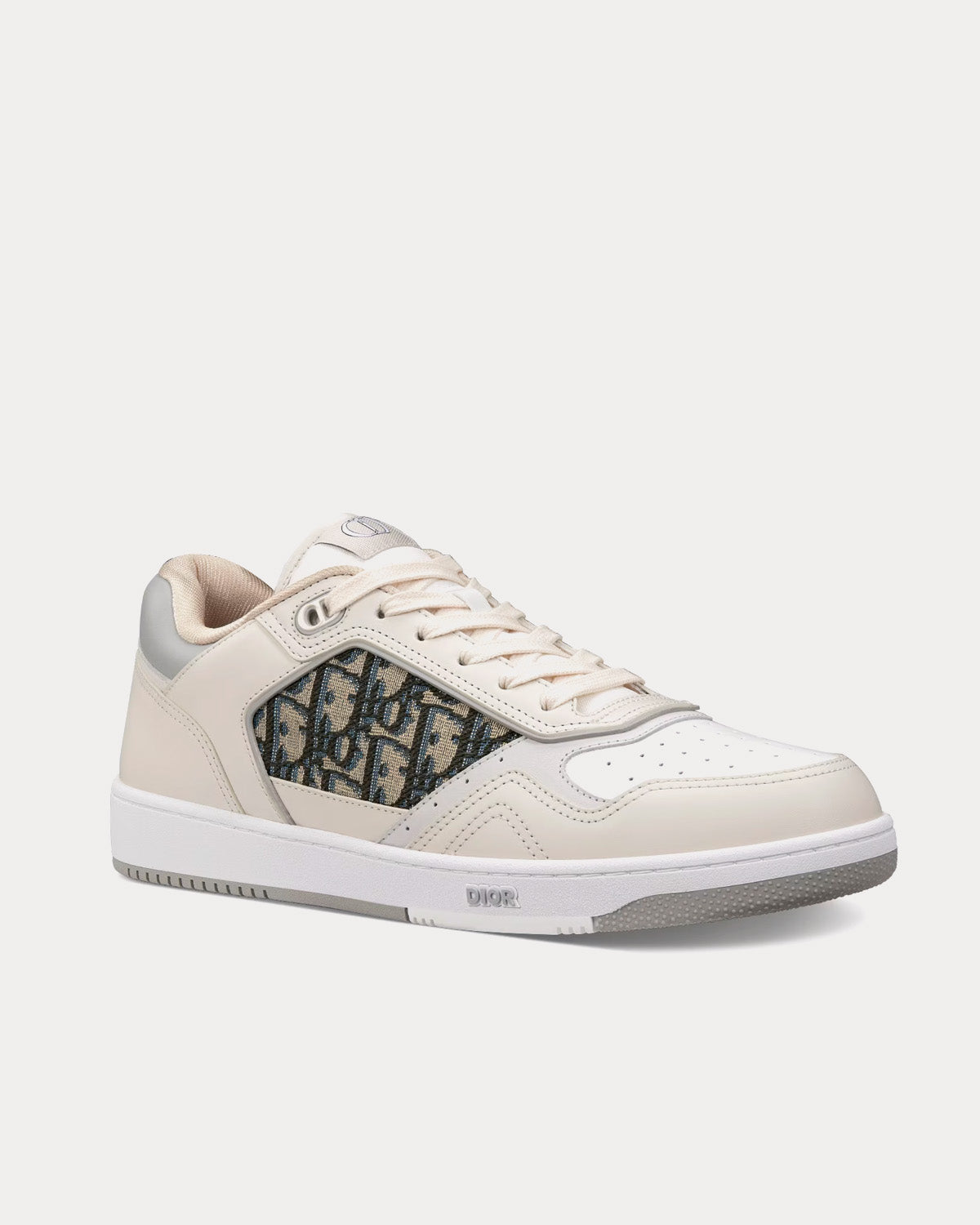 Dior B27 Cream and White Smooth Calfskin with Beige and Black Dior Oblique Jacquard Low Top Sneakers - 3