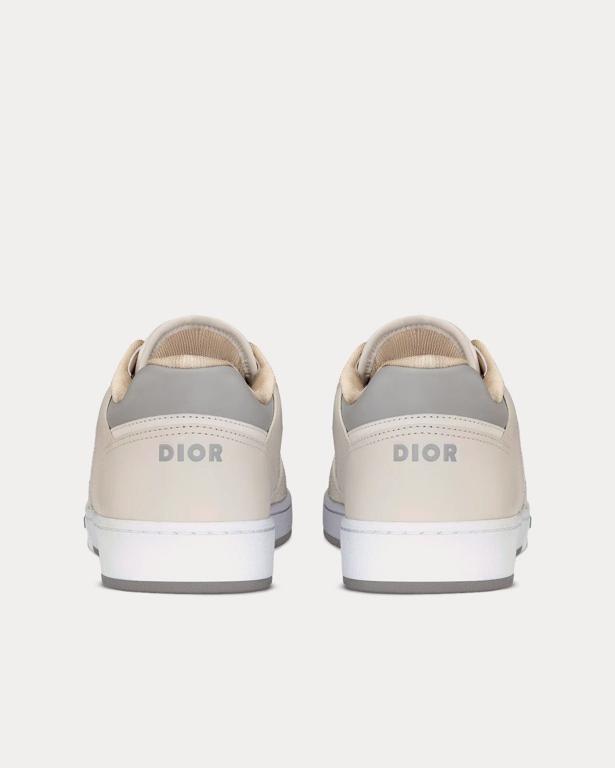 Dior B27 Cream and White Smooth Calfskin with Beige and Black Dior Oblique Jacquard Low Top Sneakers - 4