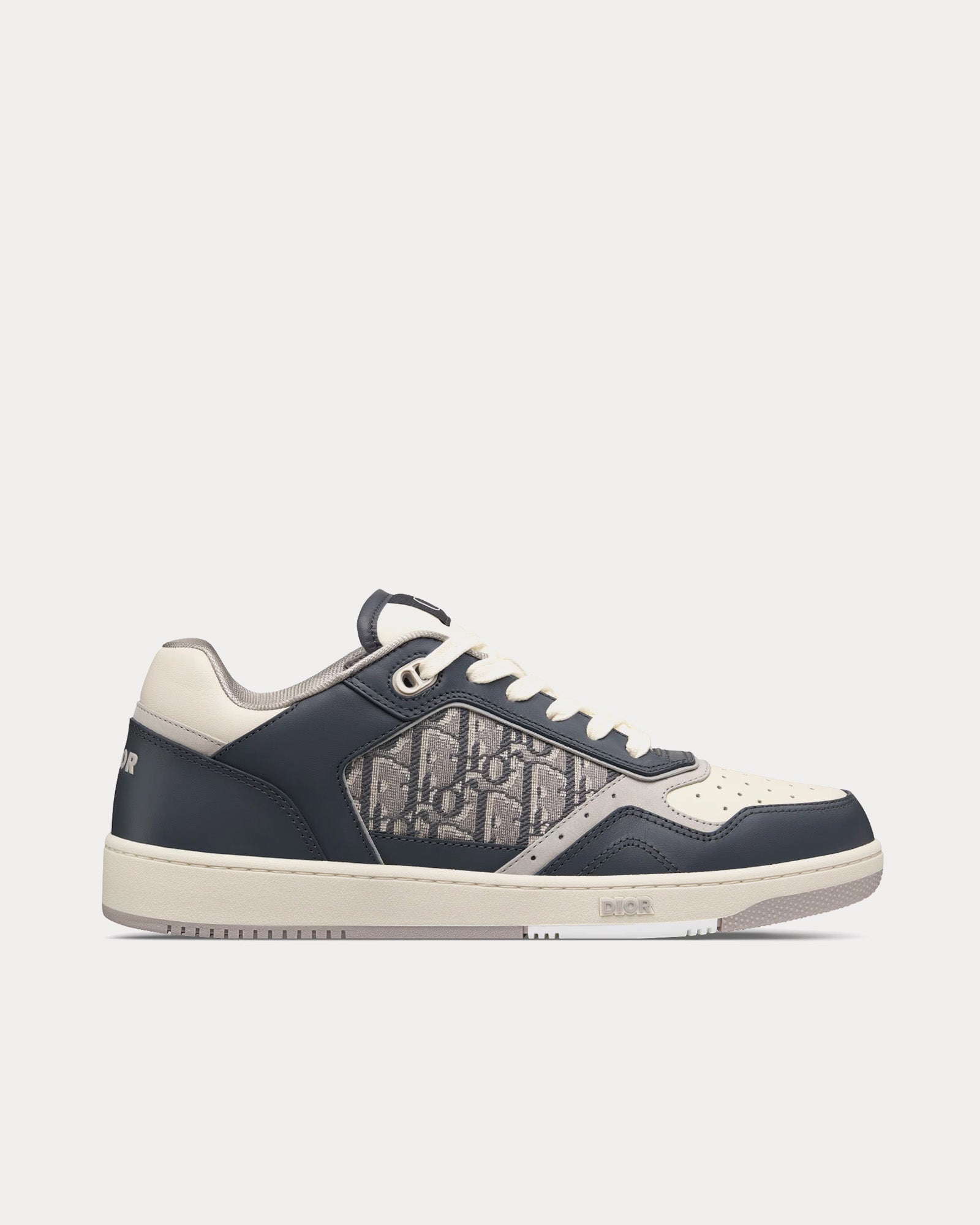 Dior B27 Deep Gray and Cream Smooth Calfskin with Deep Gray Dior Oblique Jacquard Low Top Sneakers - 1