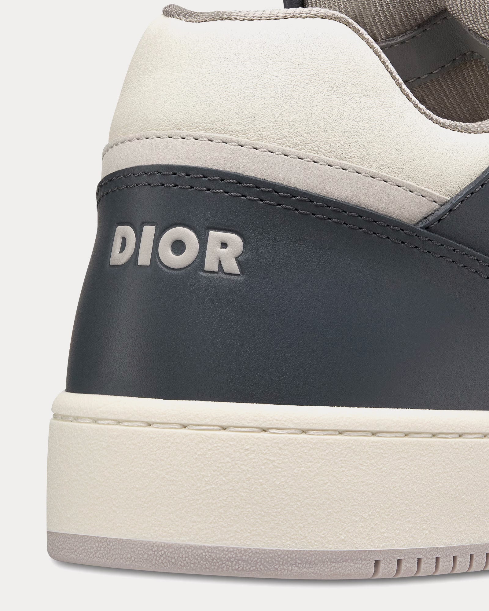 Dior B27 Deep Gray and Cream Smooth Calfskin with Deep Gray Dior Oblique Jacquard Low Top Sneakers - 4