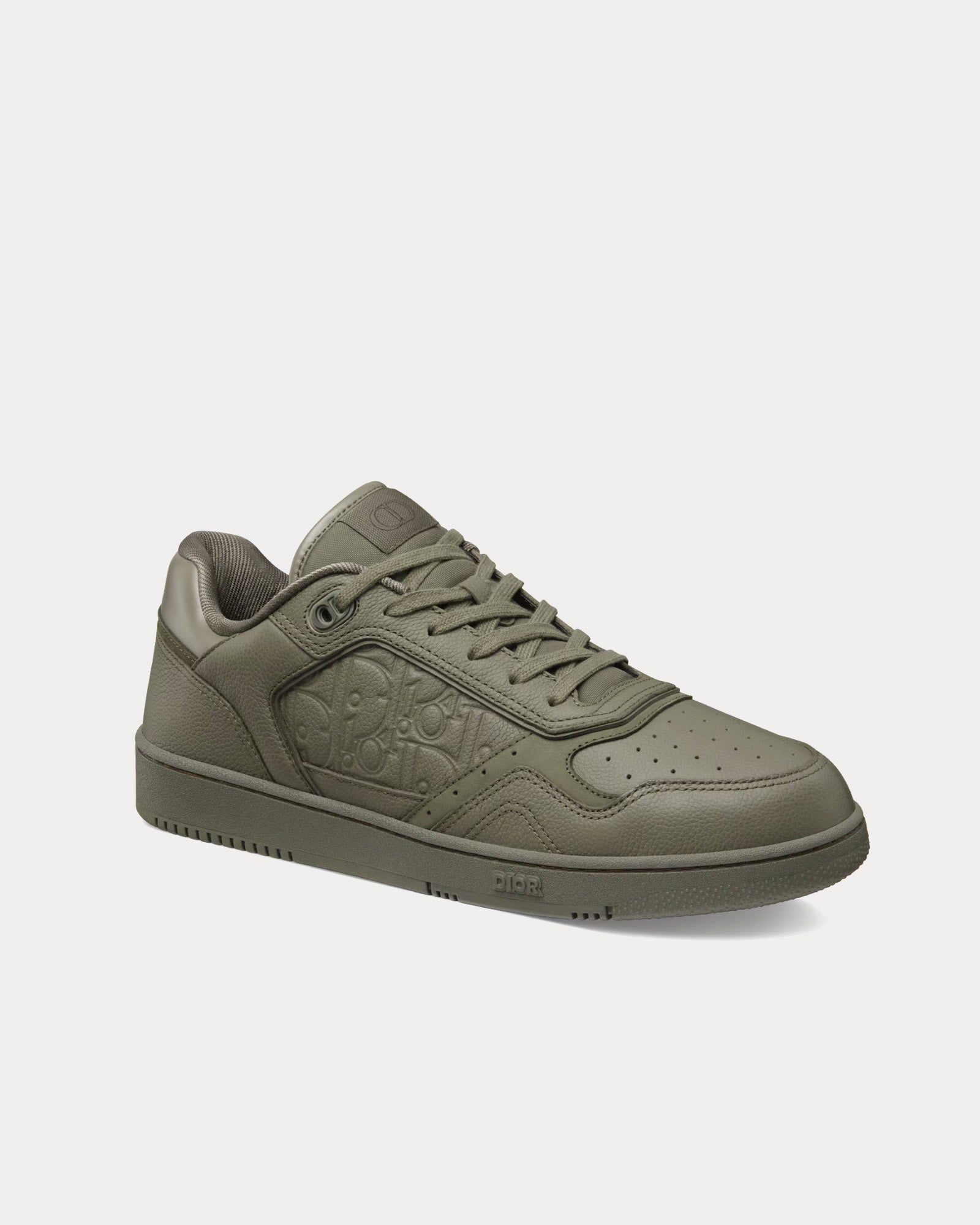 Dior B27 Khaki Grained Calfskin and Khaki Dior Gravity Leather Low Top Sneakers - 3