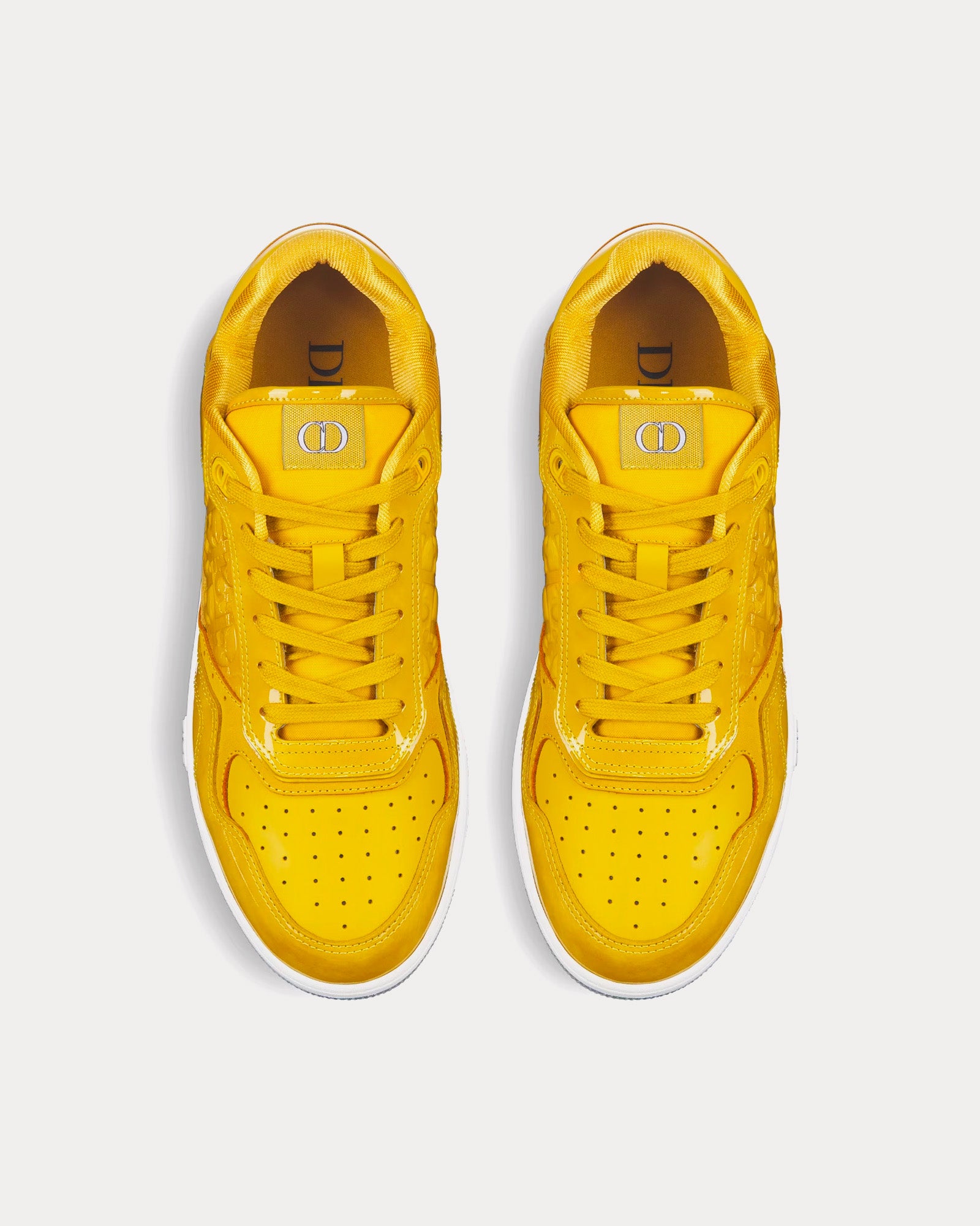 Dior B27 Yellow Patent Calfskin and Dior Oblique Gravity Leather Low Top Sneakers - 2