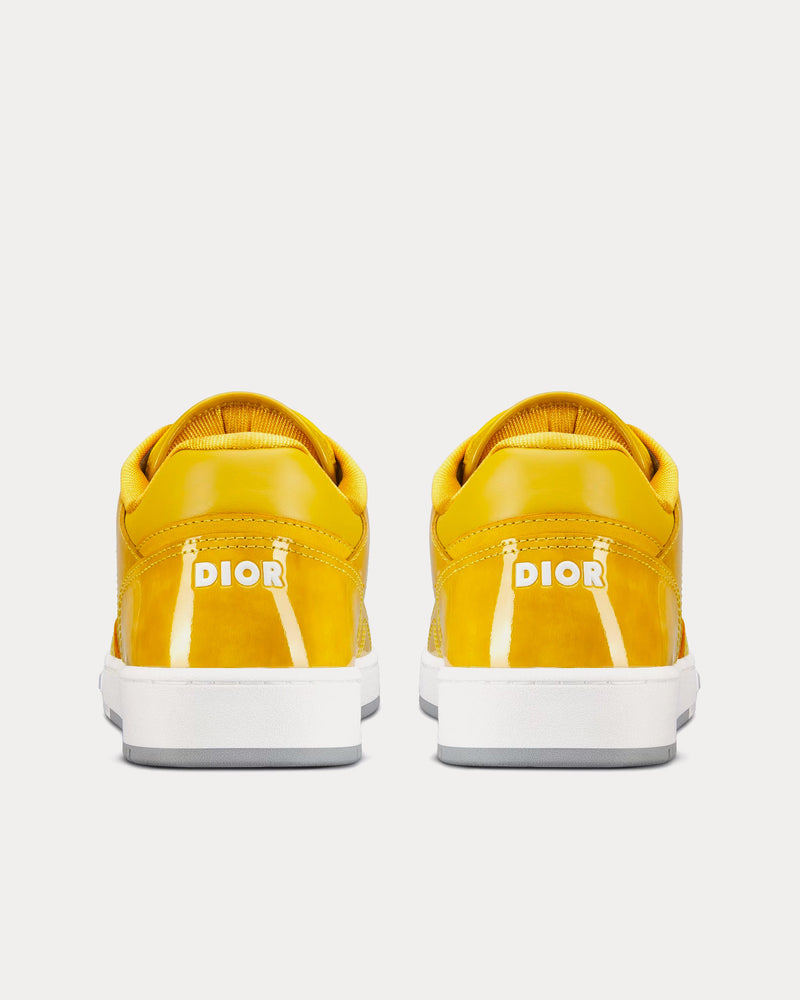 Dior B27 Yellow Patent Calfskin and Dior Oblique Gravity Leather Low Top Sneakers - 4