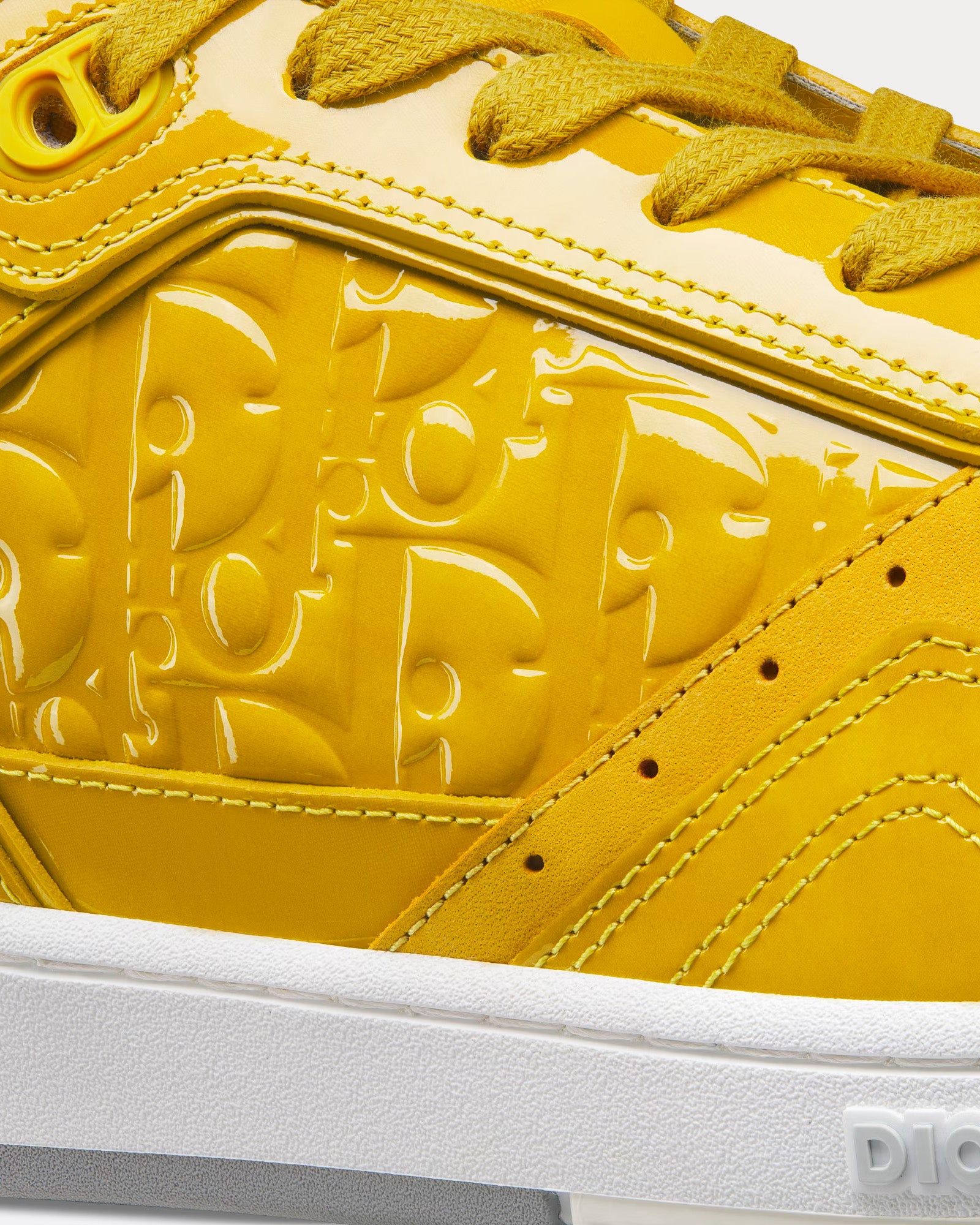 Dior - B27 Yellow Patent Calfskin and Dior Oblique Gravity Leather Low Top Sneakers