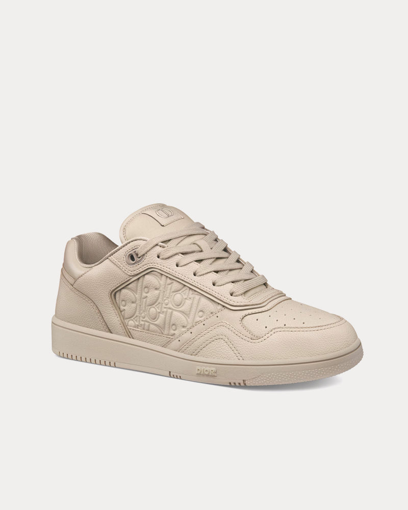 Dior B27 Beige Grained Calfskin and Beige Dior Gravity Leather Low Top Sneakers - 3