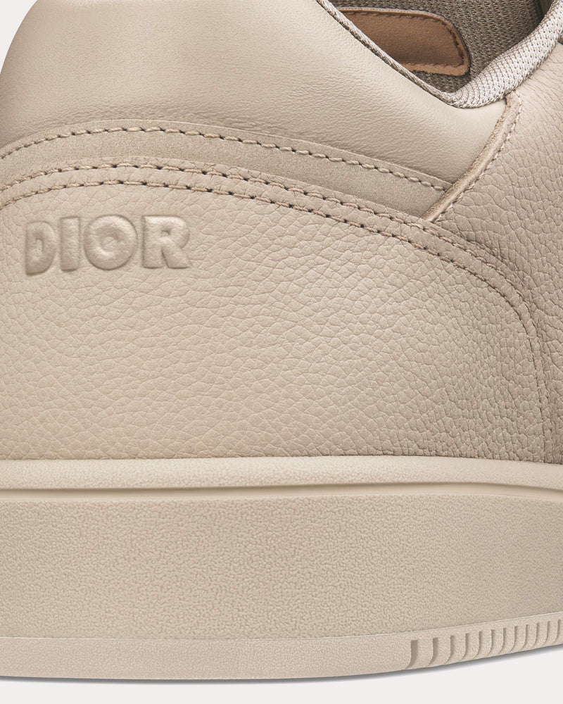 Dior B27 Beige Grained Calfskin and Beige Dior Gravity Leather Low Top Sneakers - 4