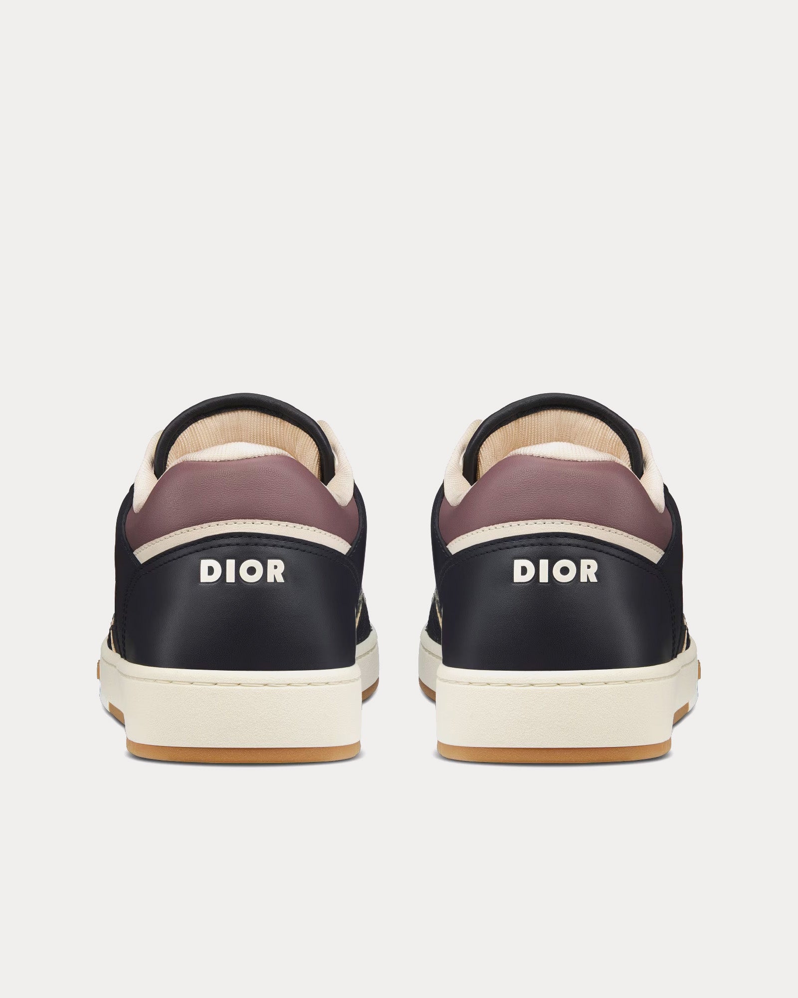 Dior B27 Deep Blue and Plum Smooth Calfskin with Beige and Black Dior Oblique Jacquard Low Top Sneakers - 4