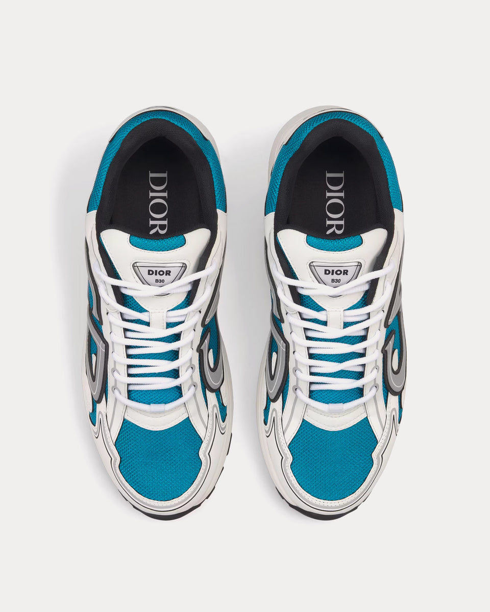 Dior B30 Blue Mesh and White Technical Fabric Low Top Sneakers - Sneak ...