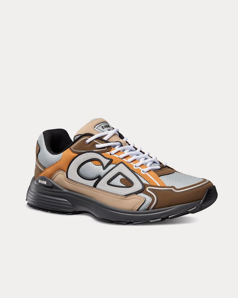 Dior B30 Gray Mesh with Brown, Orange and Beige Technical Fabric Low Top Sneakers - 3