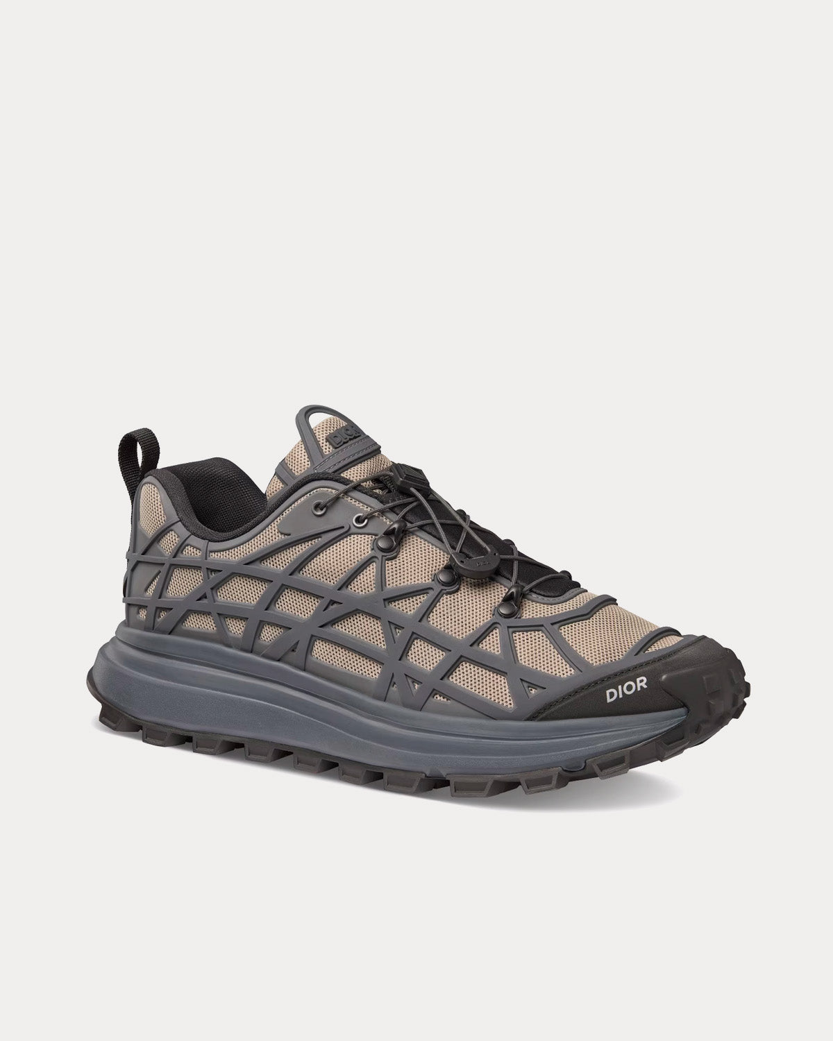 Dior B31 Runner Brown Technical Mesh and Deep Gray Rubber with Warped Cannage Motif Low Top Sneakers - 3