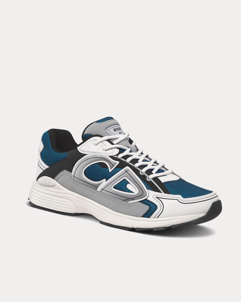 Dior B30 Blue Mesh and White, Gray and Black Technical Fabric Low Top Sneakers - 3