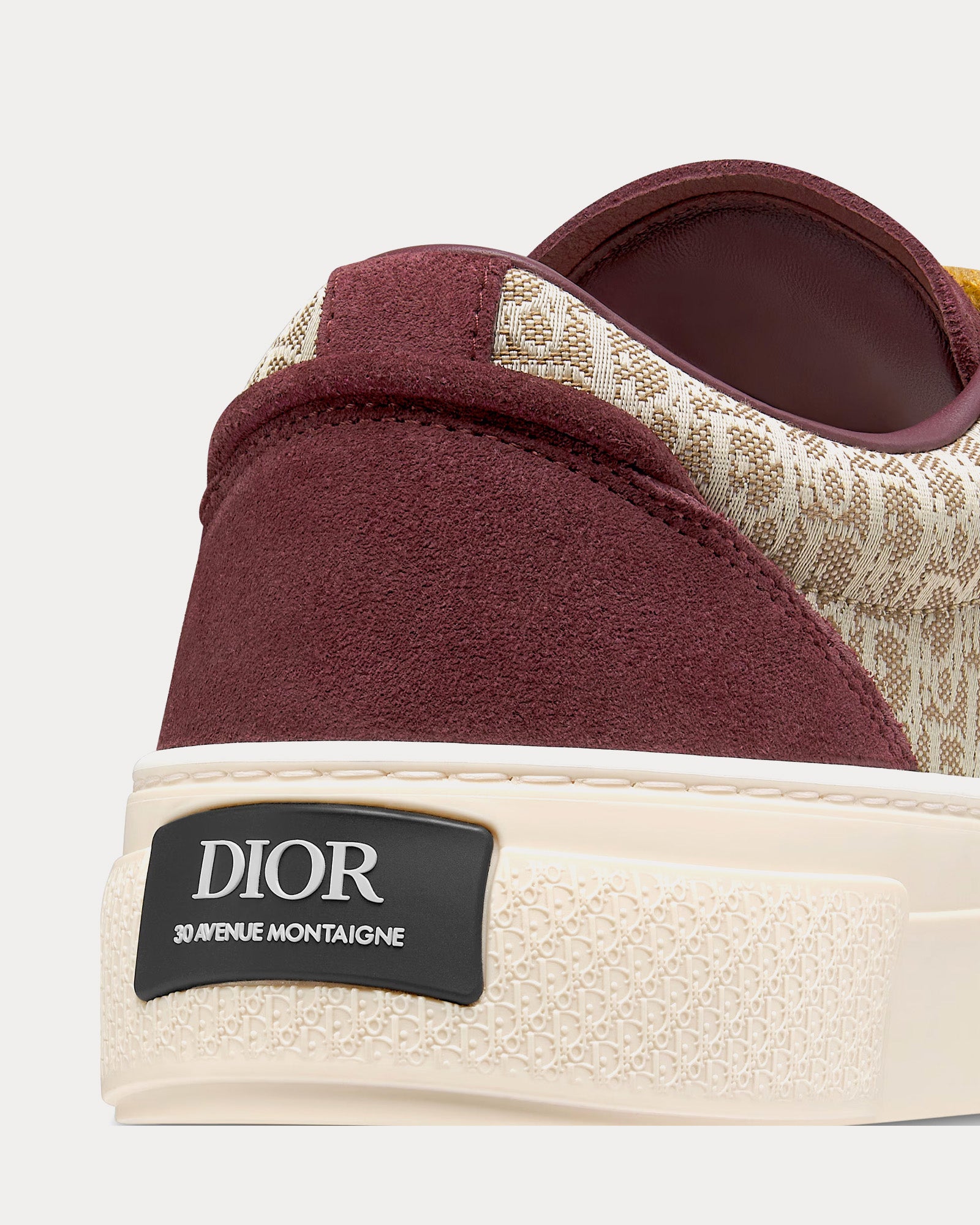 Dior B33 Beige Dior Oblique Jacquard and Burgundy Suede Low Top Sneakers - 4