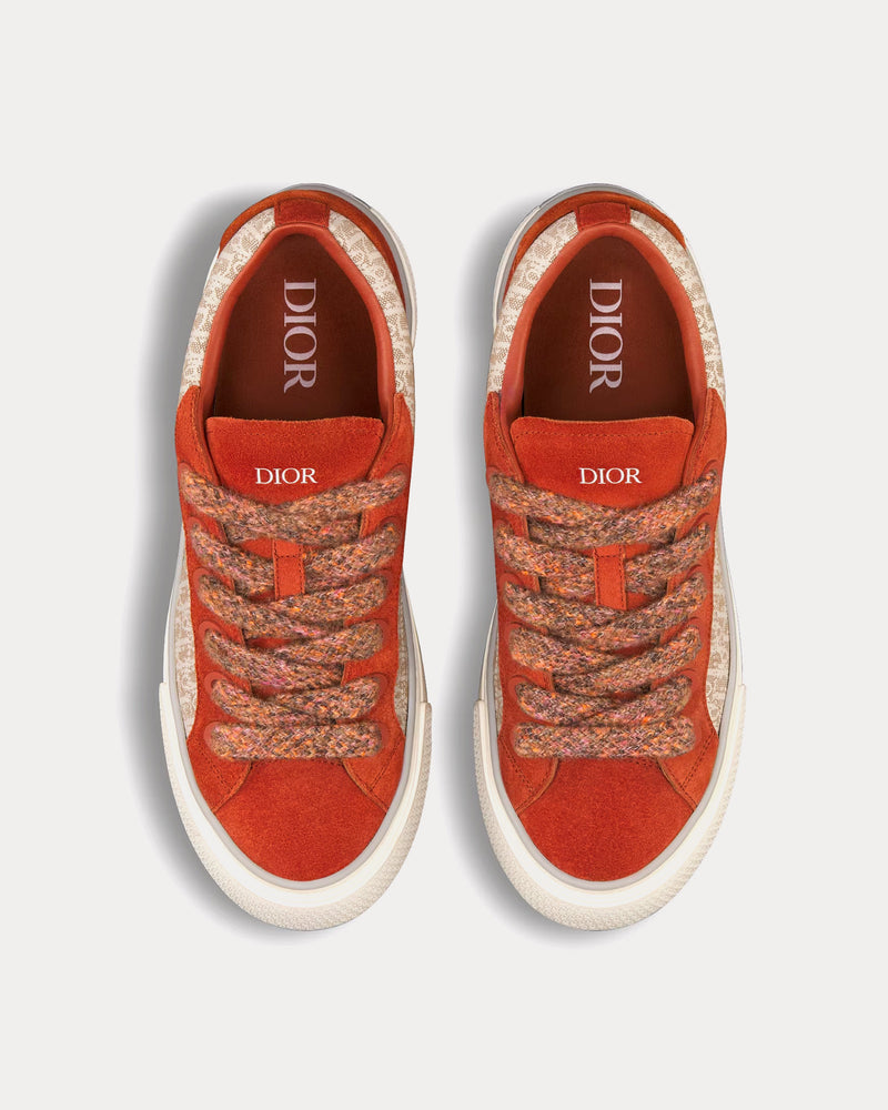 Dior B33 Brown and Cream Dior Oblique Jacquard and Brown Suede Low Top Sneakers - 2