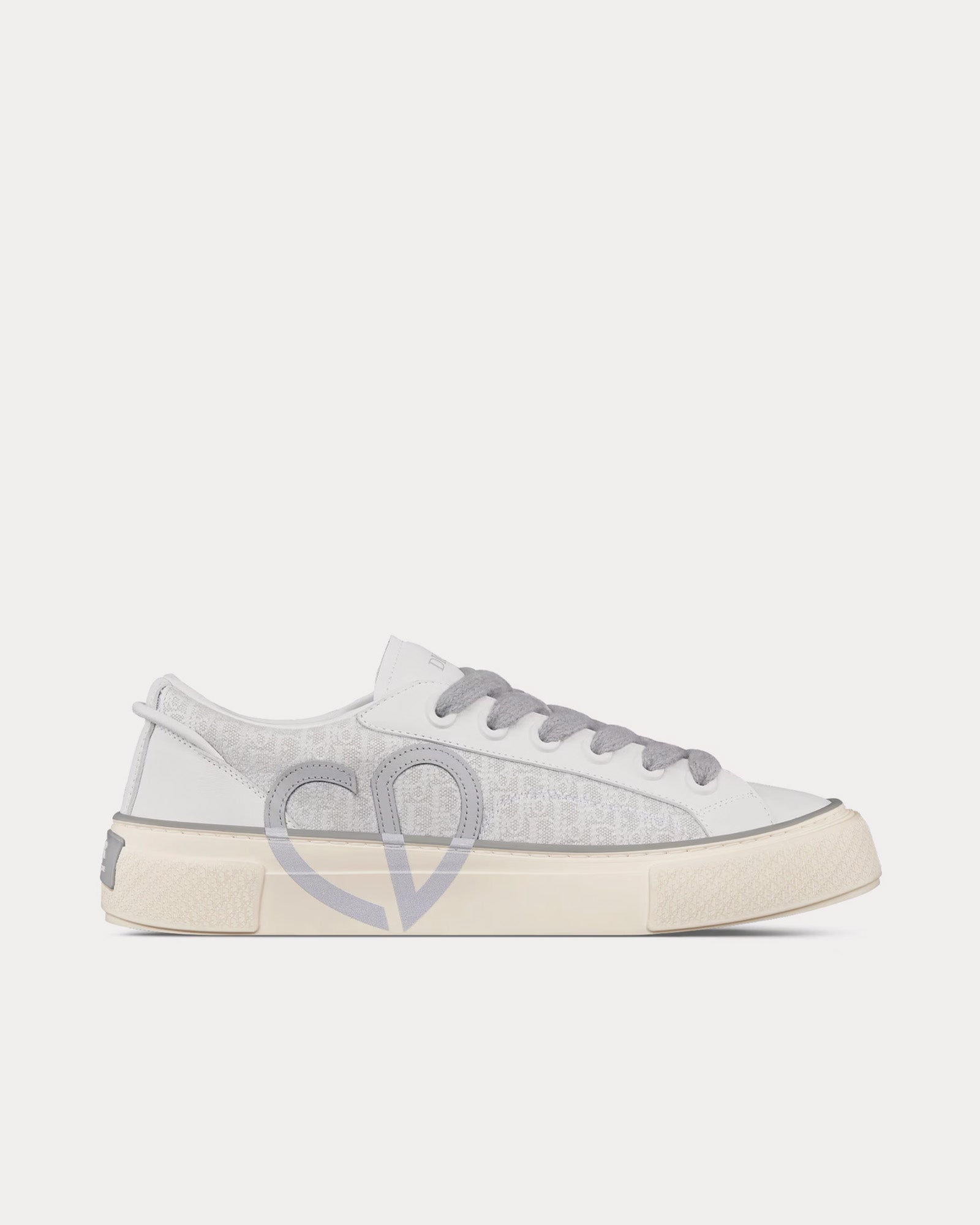 Dior B33 Gray Smooth Calfskin and Gray Dior Oblique Jacquard Leather Low Top Sneakers - 1