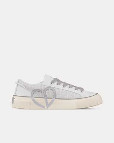 Dior B33 Gray Smooth Calfskin and Gray Dior Oblique Jacquard Leather Low Top Sneakers