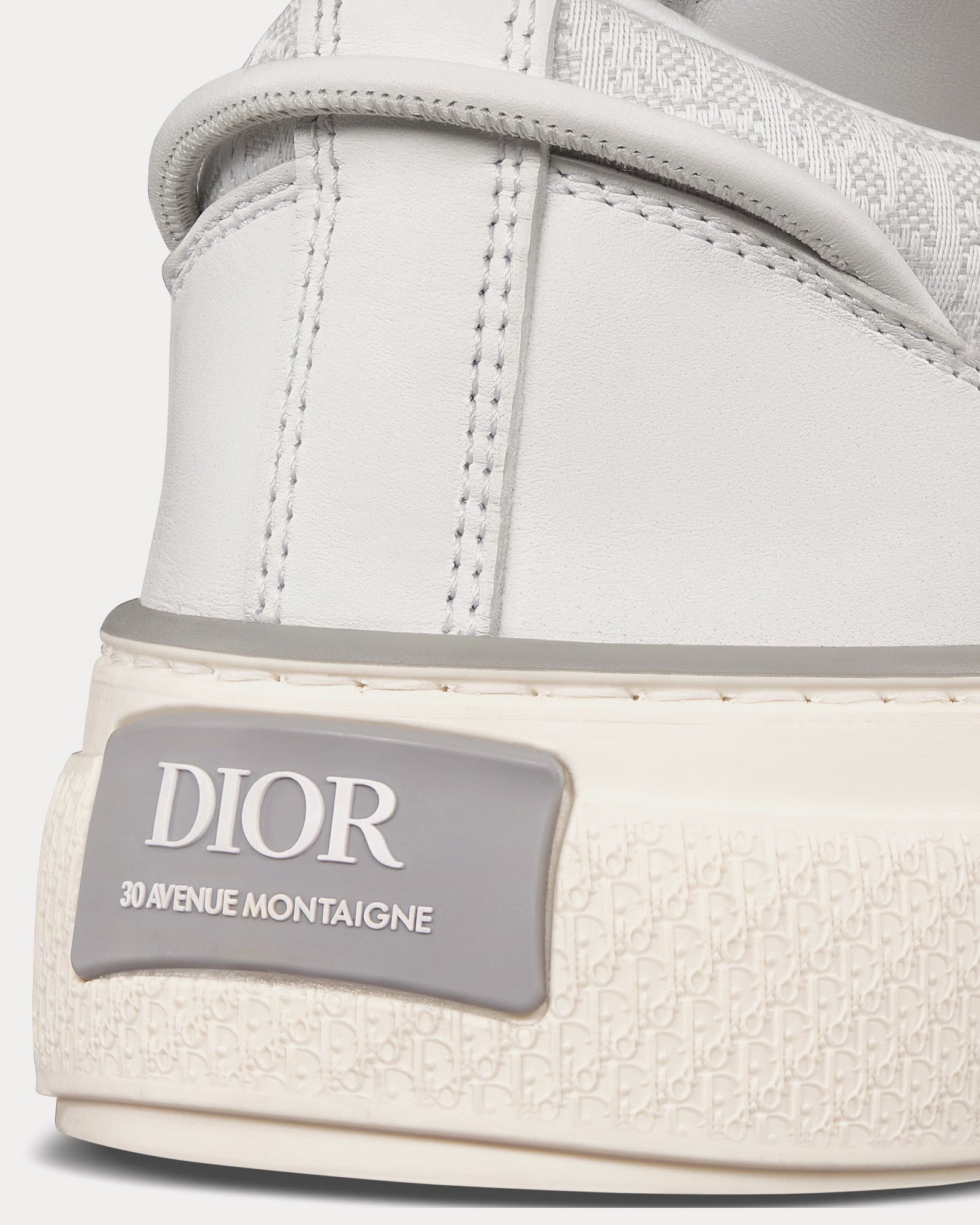 Dior B33 Gray Smooth Calfskin and Gray Dior Oblique Jacquard Leather Low Top Sneakers - 4