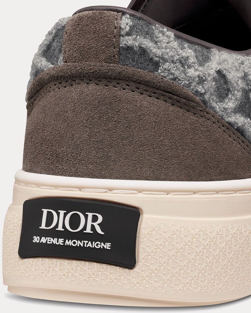 Dior B33 Gray Suede and Gray Dior Oblique Embroidered Wool Felt Low Top Sneakers - 3