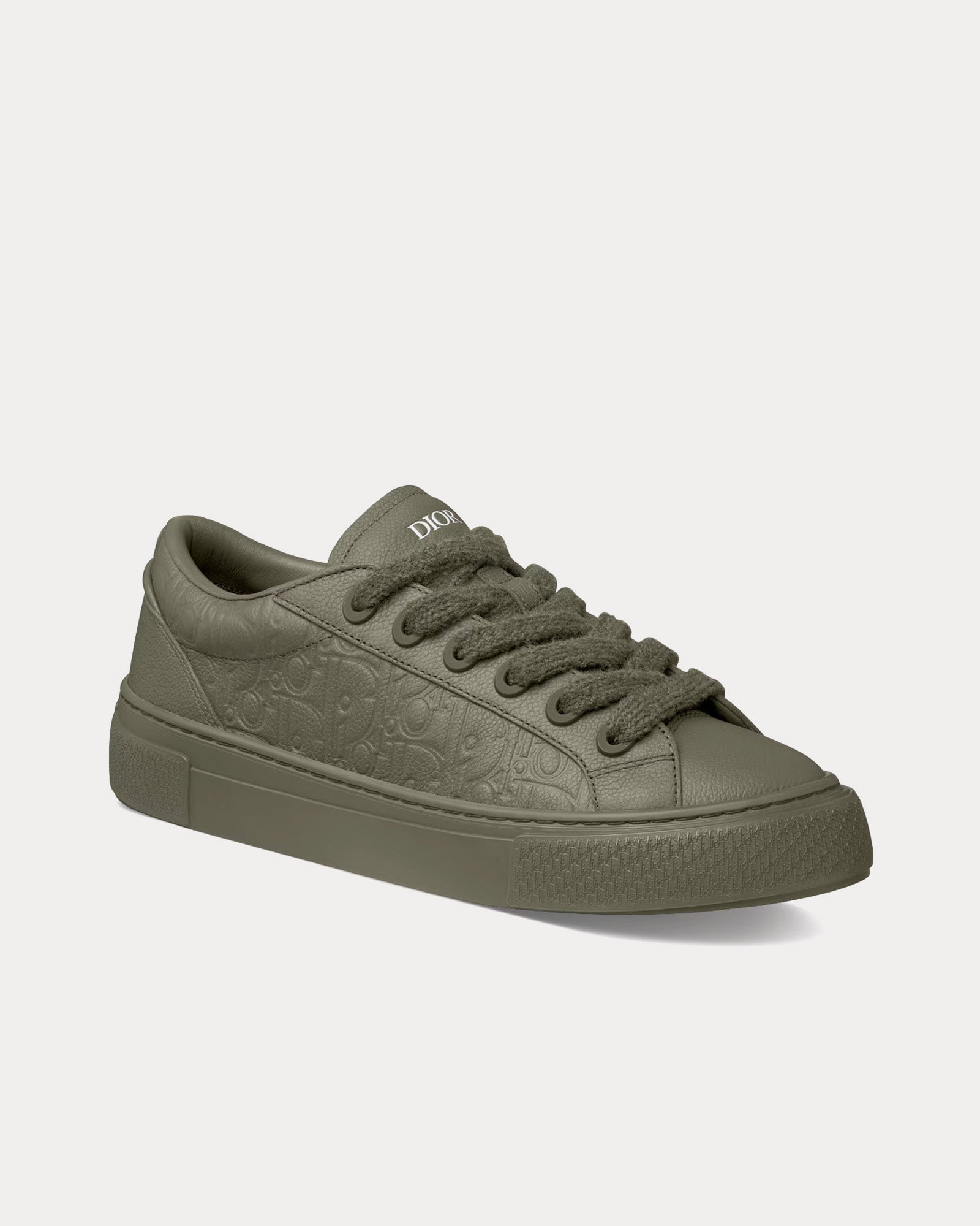 Dior B33 Khaki Grained Calfskin and Khaki Dior Gravity Leather Low Top Sneakers - 3