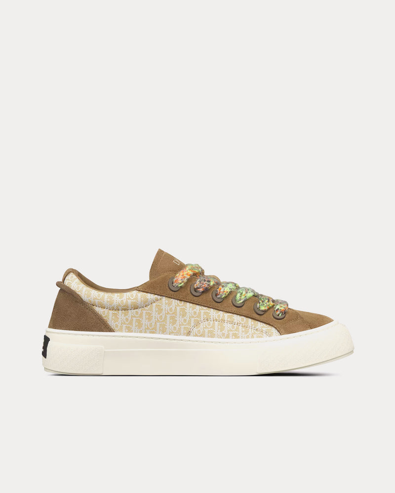 Dior B33 Khaki and Cream Dior Oblique Jacquard and Khaki Suede Low Top Sneakers - 1