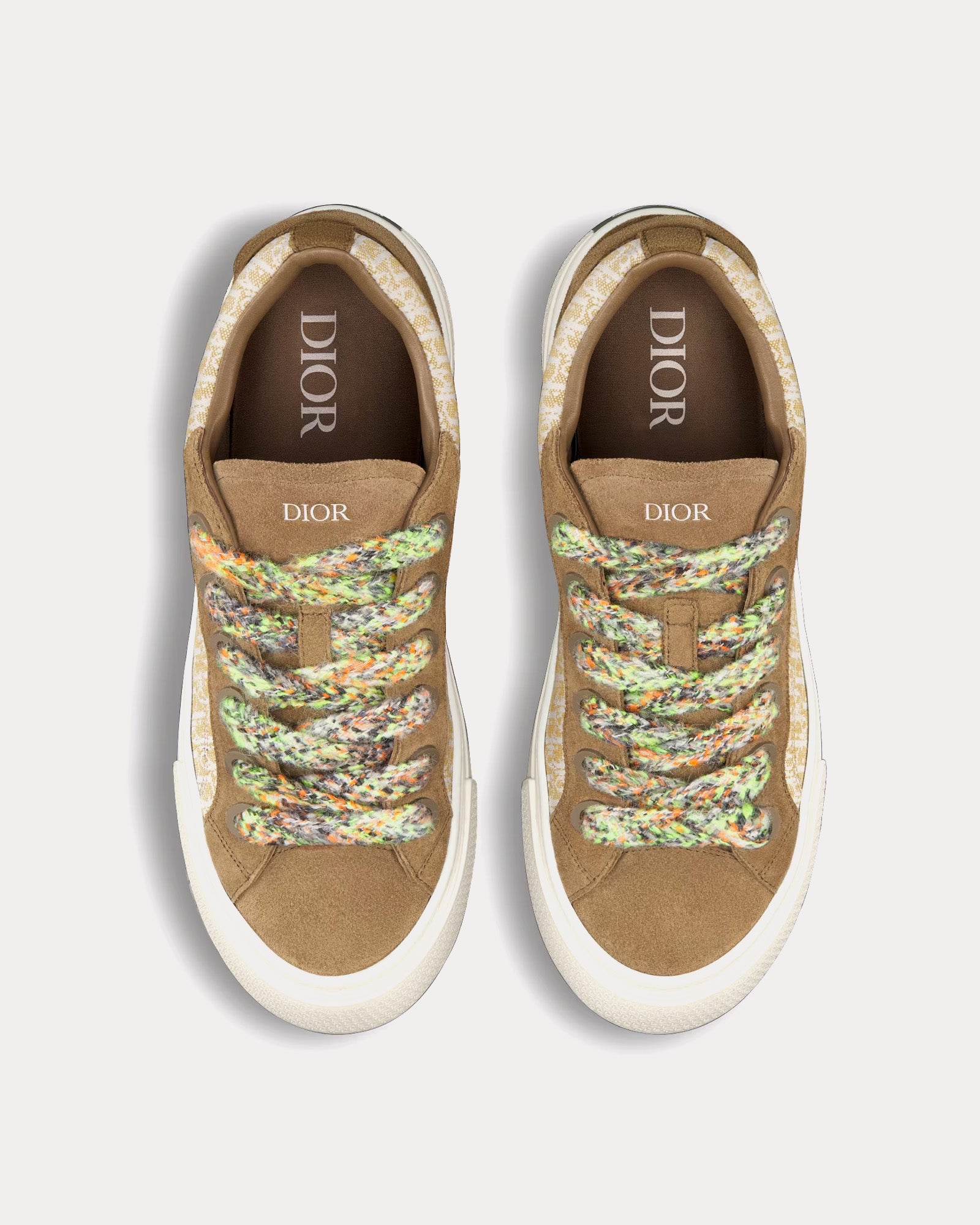 Dior B33 Khaki and Cream Dior Oblique Jacquard and Khaki Suede Low Top Sneakers - 2