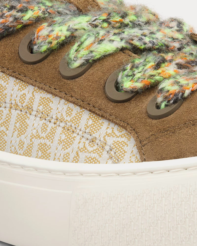 Dior B33 Khaki and Cream Dior Oblique Jacquard and Khaki Suede Low Top Sneakers - 5