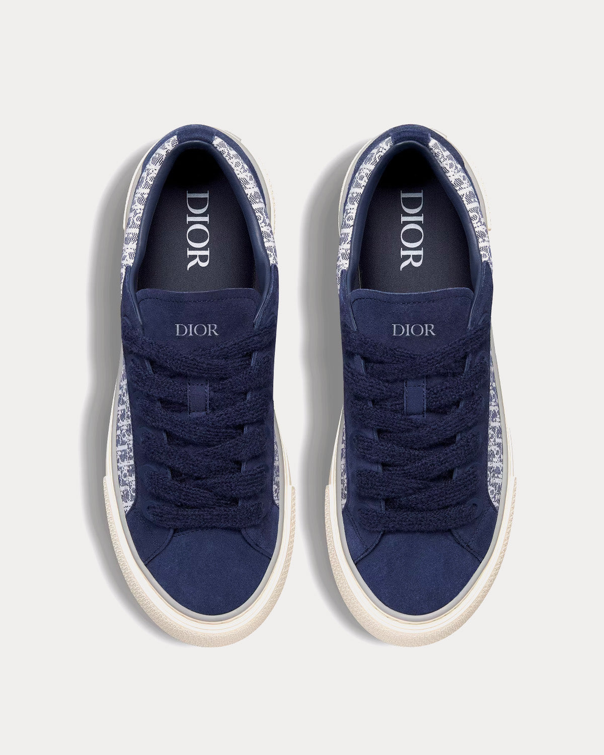 Dior B33 Navy Blue Dior Oblique Jacquard and Suede Low Top Sneakers - 2