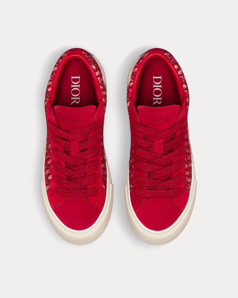 Dior B33 Dior Oblique Mohair & Suede Red Low Top Sneakers - 2