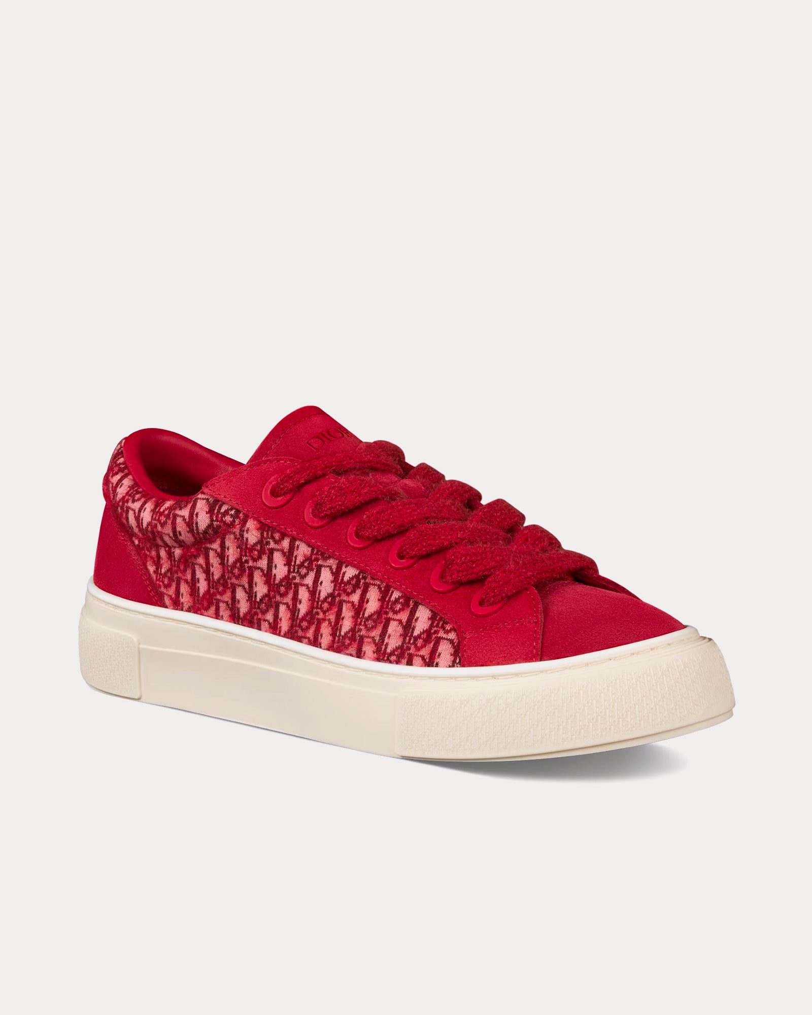 Dior B33 Dior Oblique Mohair & Suede Red Low Top Sneakers - 3