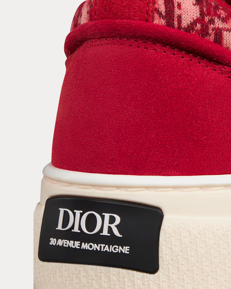 Dior B33 Dior Oblique Mohair & Suede Red Low Top Sneakers - 4