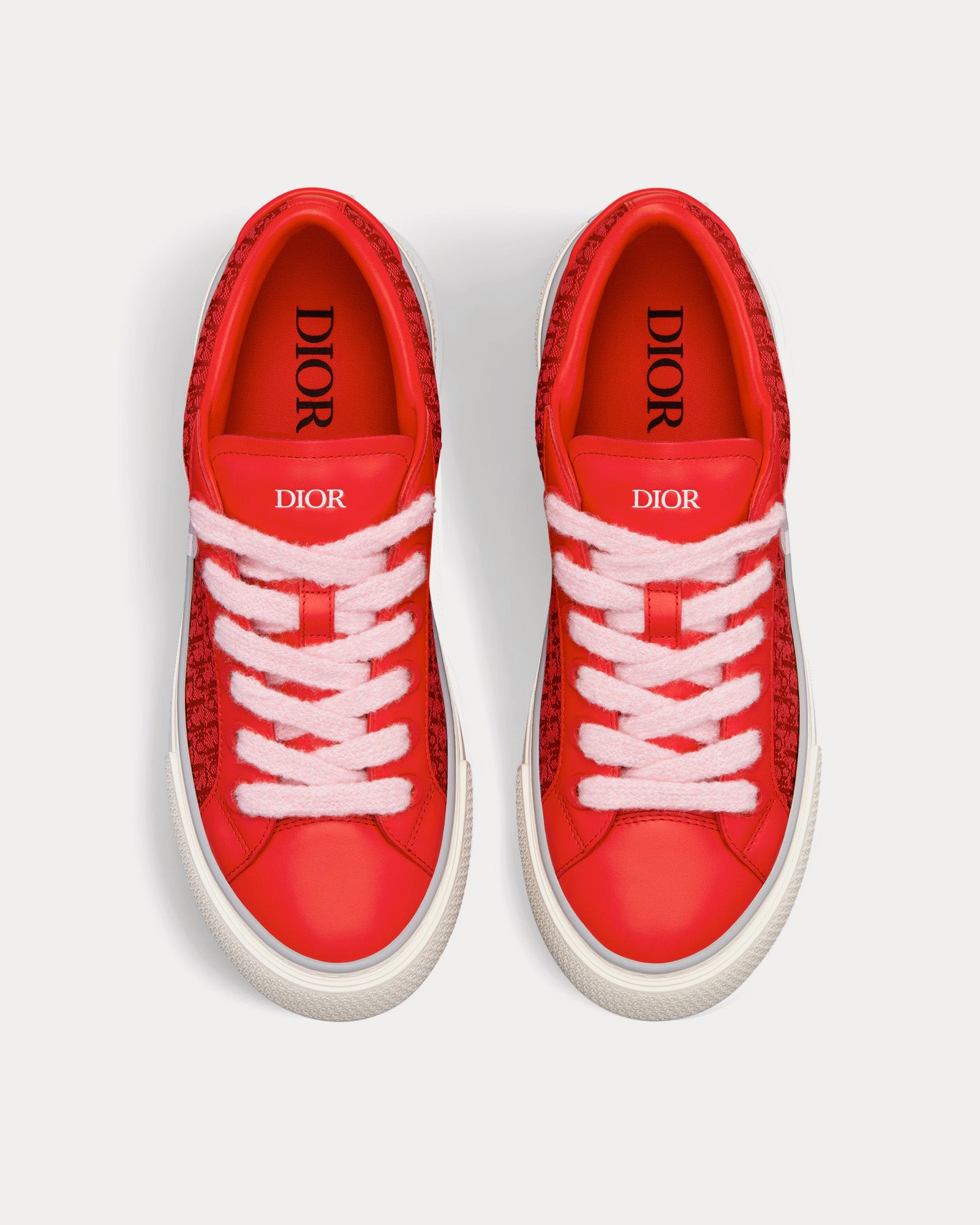 Dior B33 Red Smooth Calfskin and Red Dior Oblique Jacquard Low Top Sneakers - 2