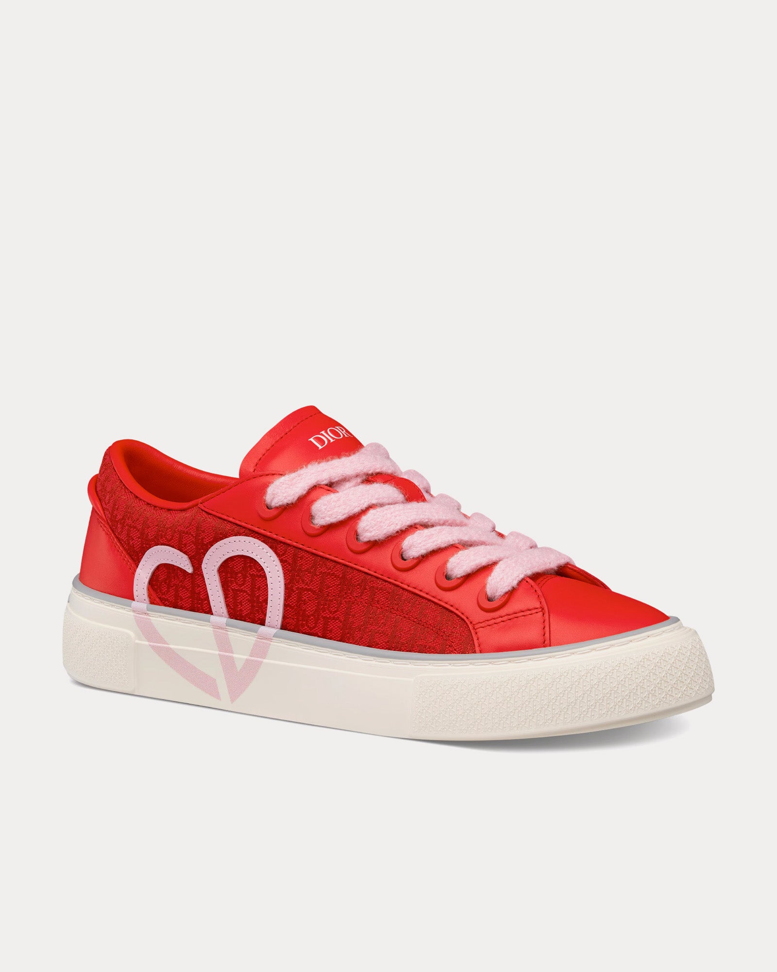 Dior B33 Red Smooth Calfskin and Red Dior Oblique Jacquard Low Top Sneakers - 3