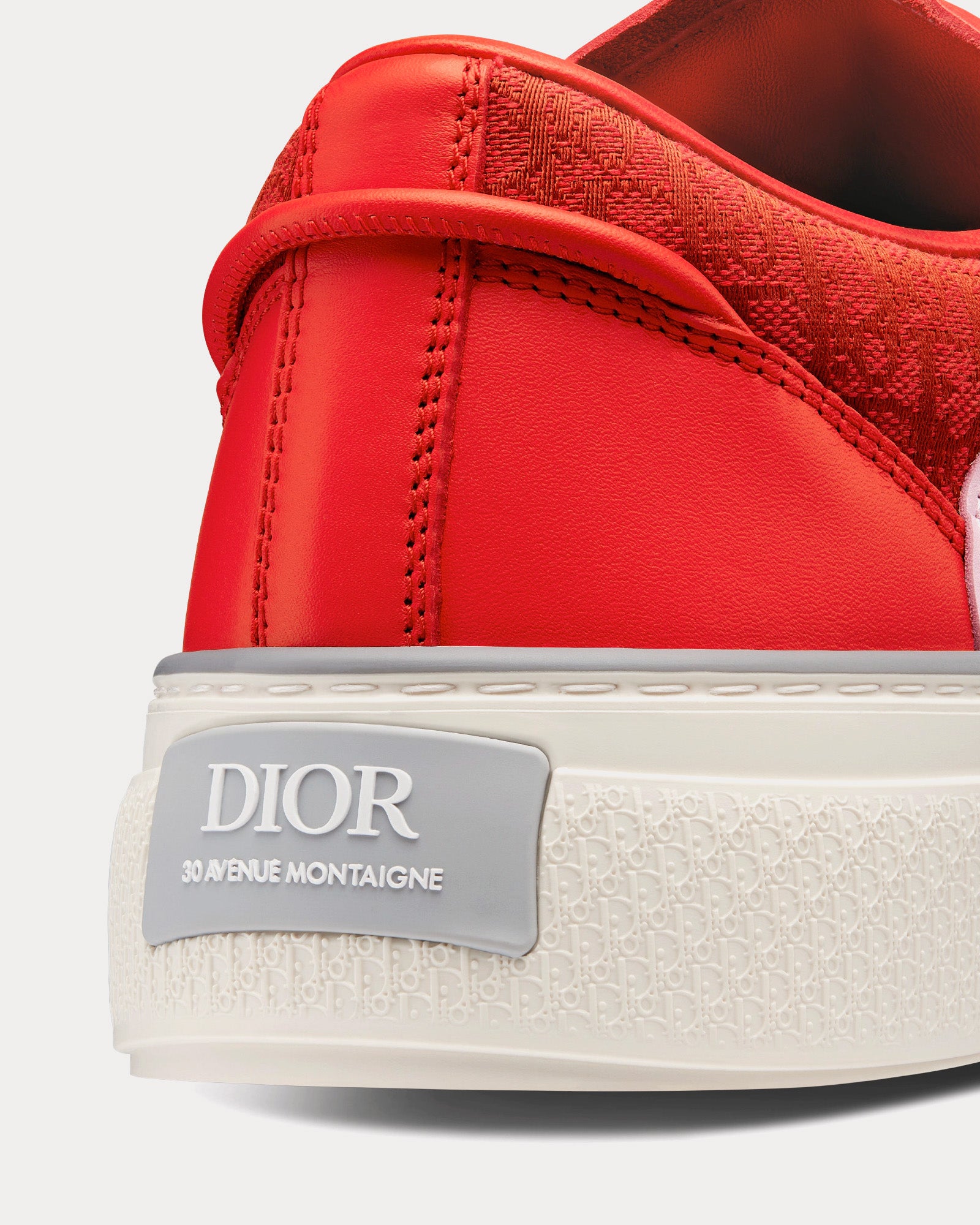 Dior B33 Red Smooth Calfskin and Red Dior Oblique Jacquard Low Top Sneakers - 4