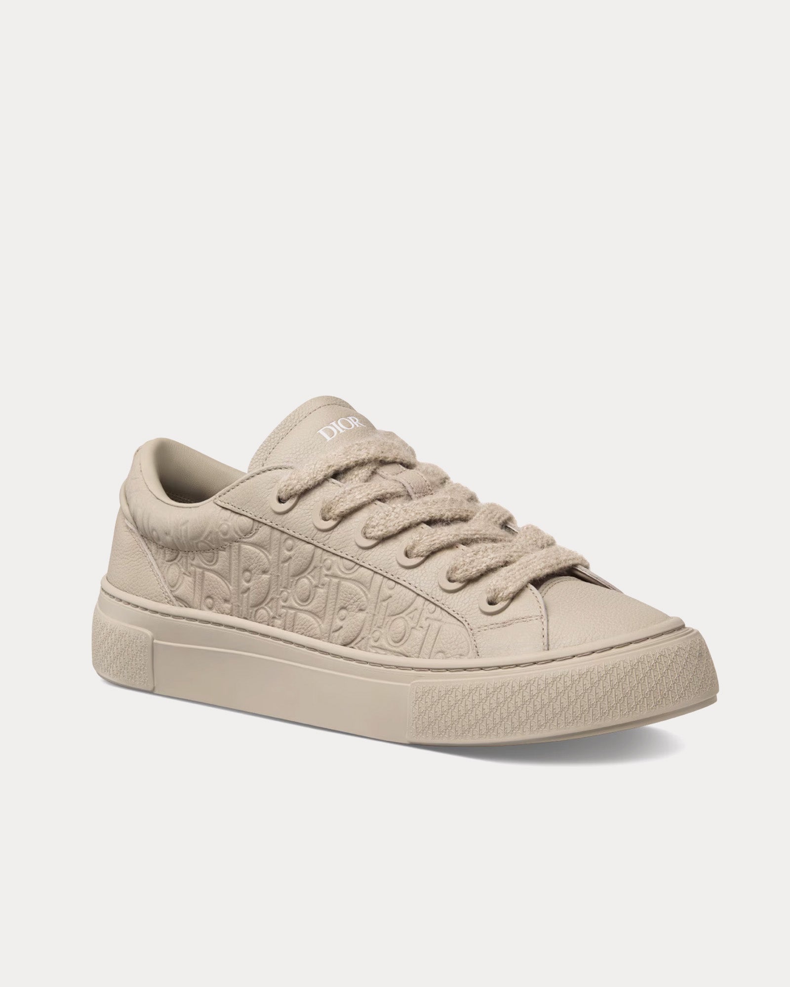 Dior B33 Beige Grained Calfskin and Beige Dior Gravity Leather Low Top Sneakers - 3