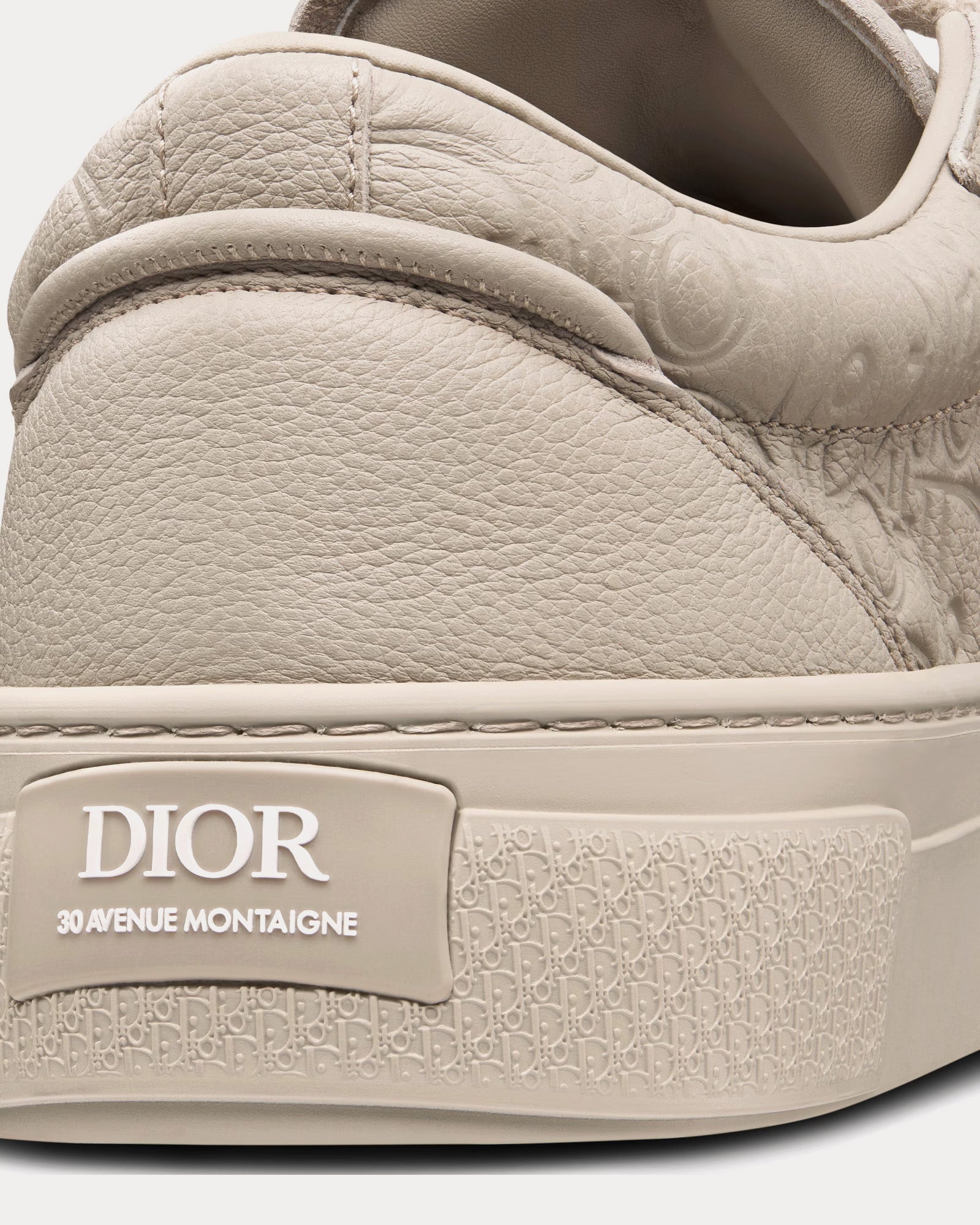 Dior B33 Beige Grained Calfskin and Beige Dior Gravity Leather Low Top Sneakers - 4