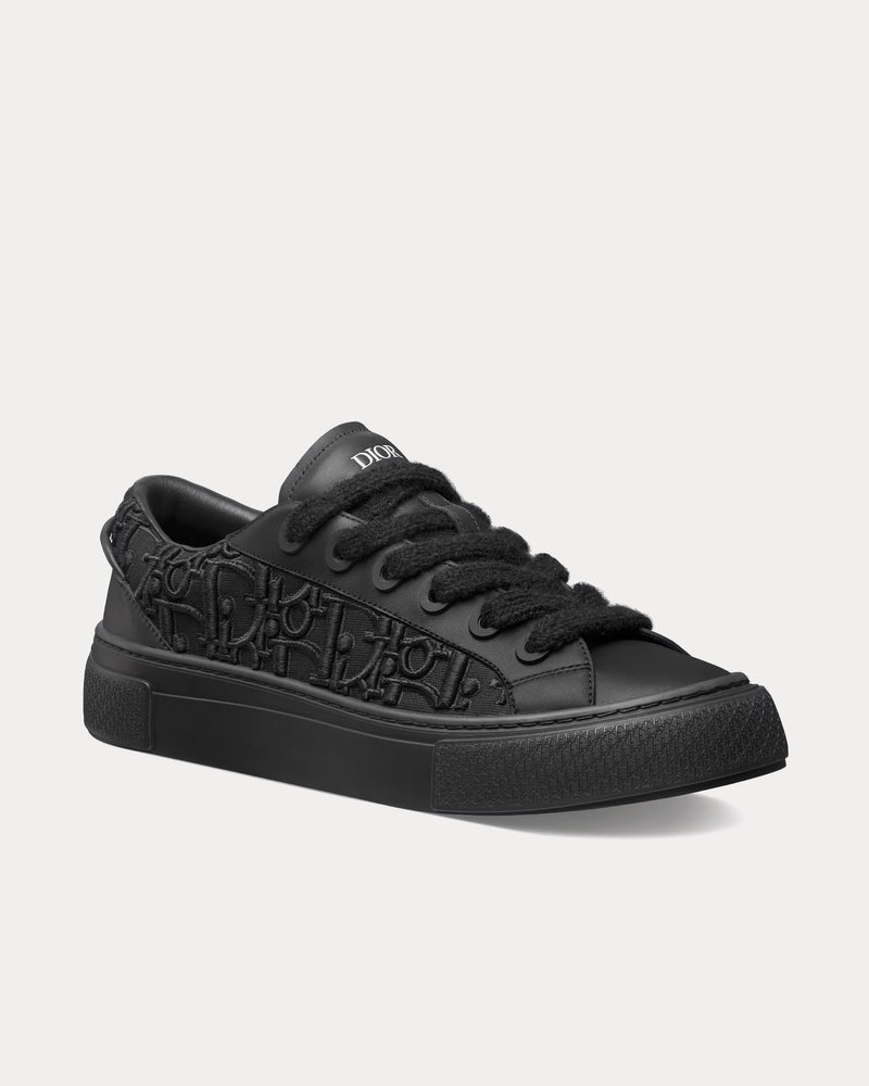 Dior B33 Black Smooth Calfskin and Dior Oblique Raised Embroidery Low Top Sneakers - 3