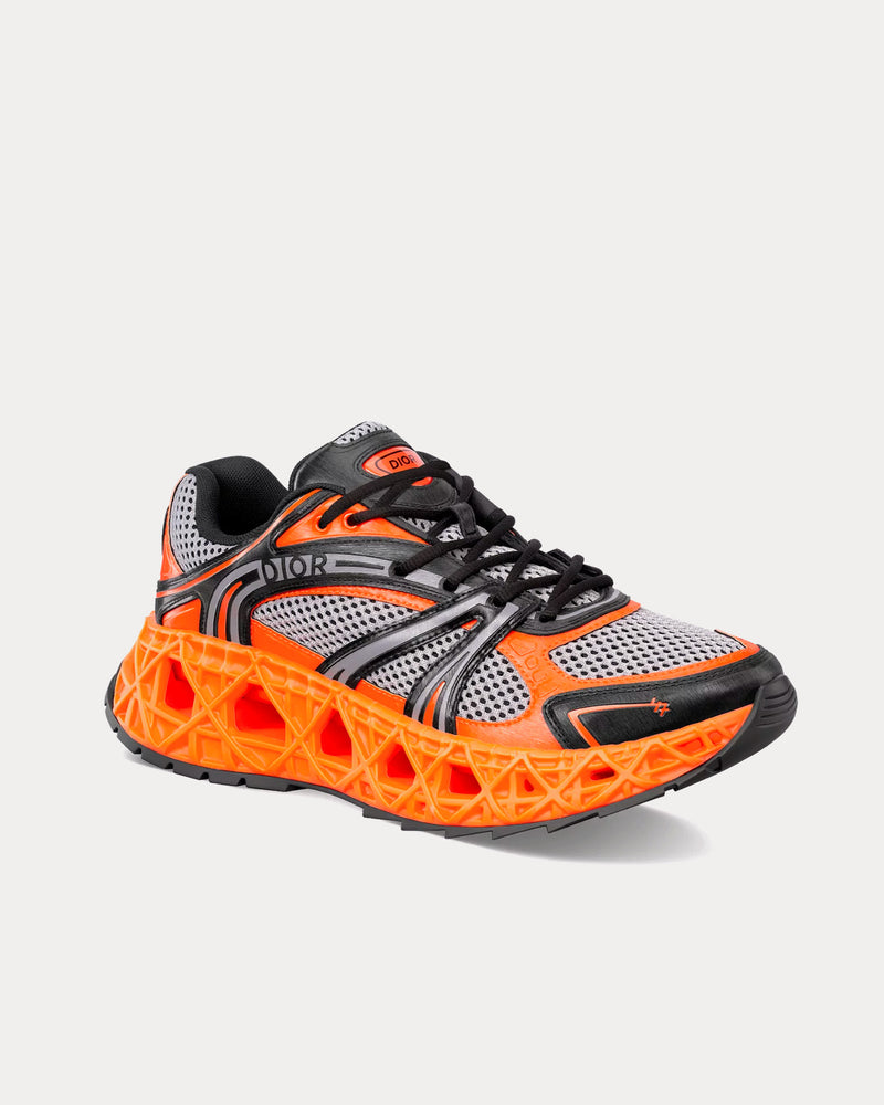 Dior B35 NXXT Mesh Neon Orange / Black Low Top Sneakers - 3