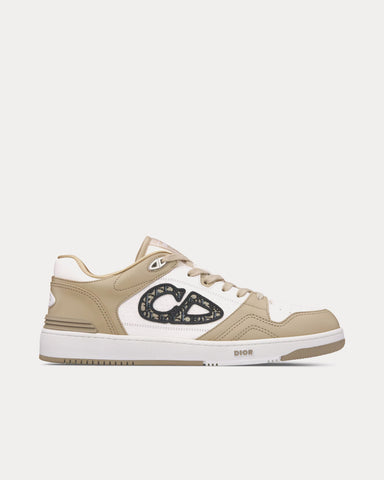 Dior B57 Beige and White Smooth Calfskin with Beige and Black Dior Oblique Jacquard Low Top Sneakers