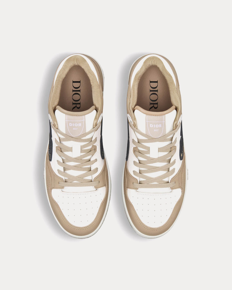 Dior B57 Beige and White Smooth Calfskin with Beige and Black Dior Oblique Jacquard Low Top Sneakers - 2