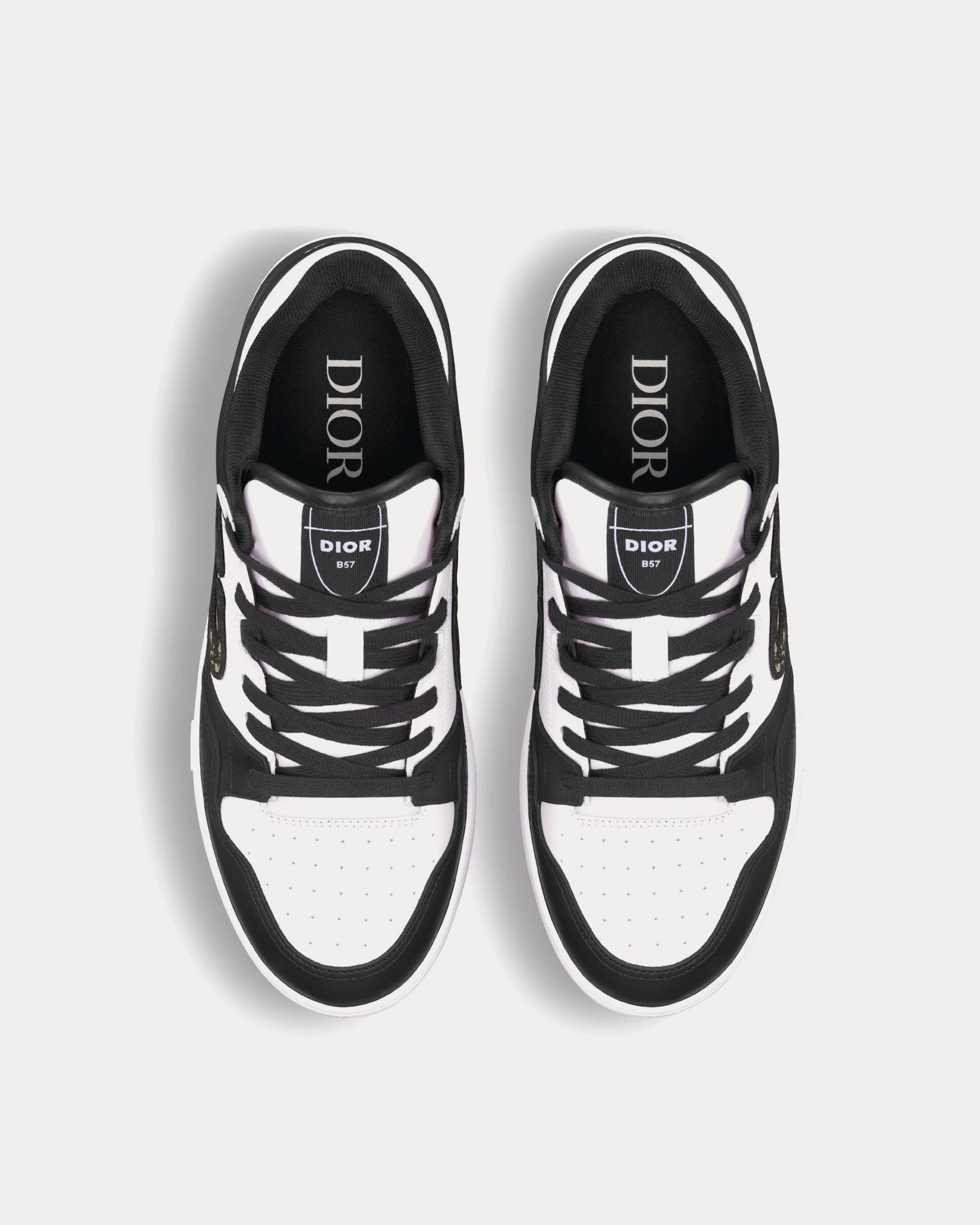 Dior B57 Black and White Smooth Calfskin with Beige and Black Dior Oblique Jacquard Low Top Sneakers - 2