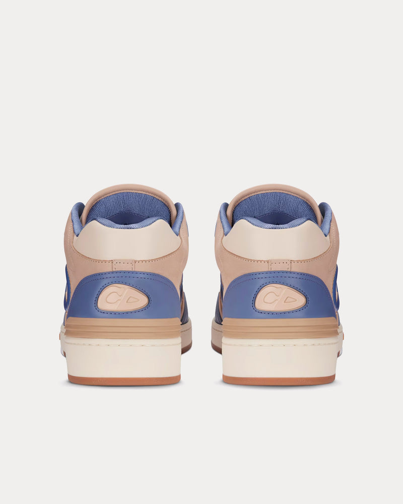 Dior B57 Blue and Cream Smooth Calfskin and Beige Suede Mid Top Sneakers - 4