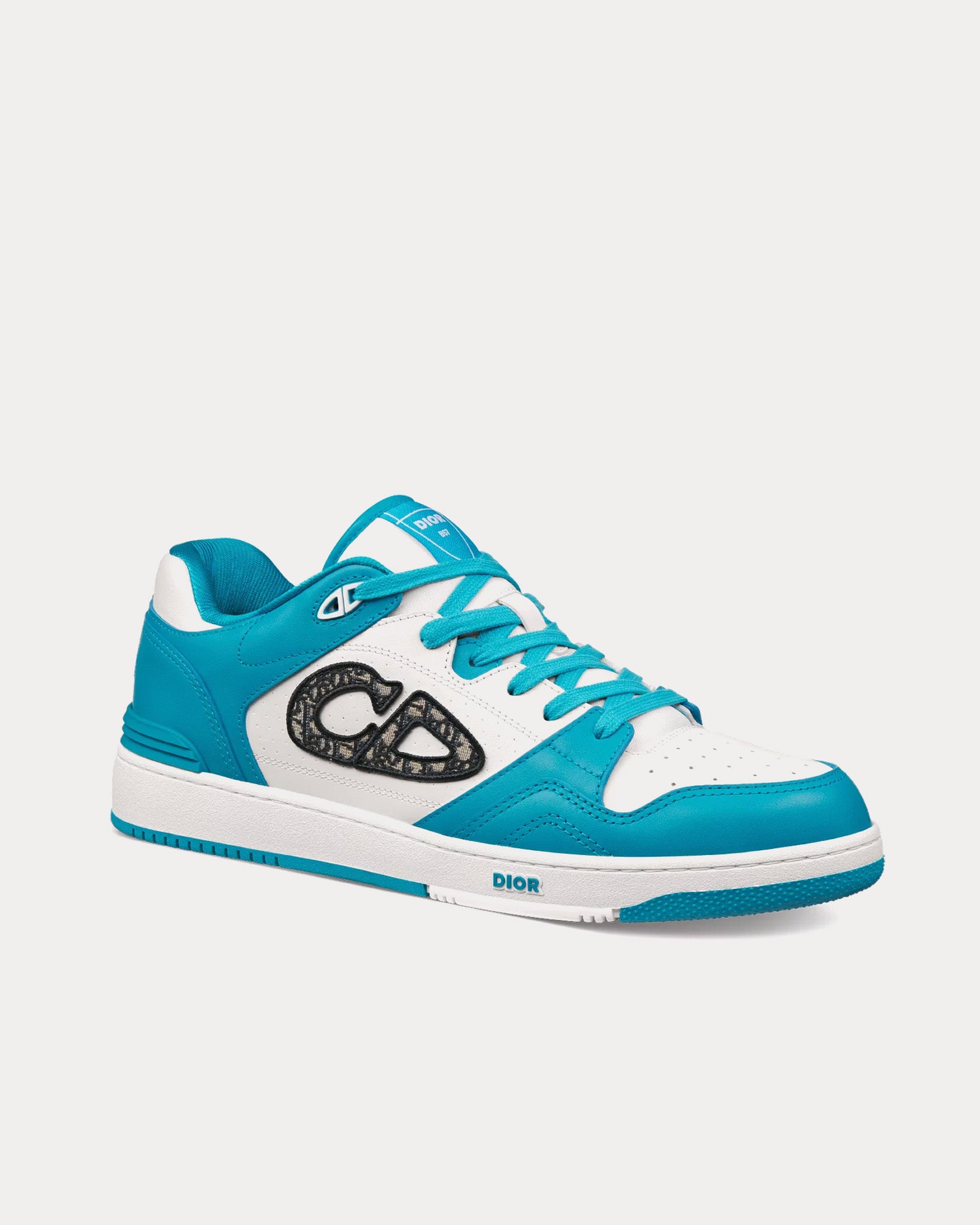 Dior B57 Blue and White Smooth Calfskin with Beige and Black Dior Oblique Jacquard Low Top Sneakers - 3