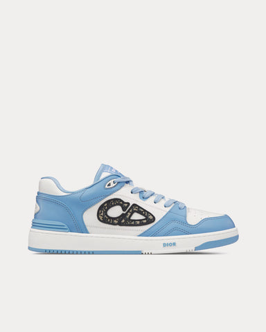 Dior B57 Light Blue and White Smooth Calfskin with Beige and Black Dior Oblique Jacquard Low Top Sneakers