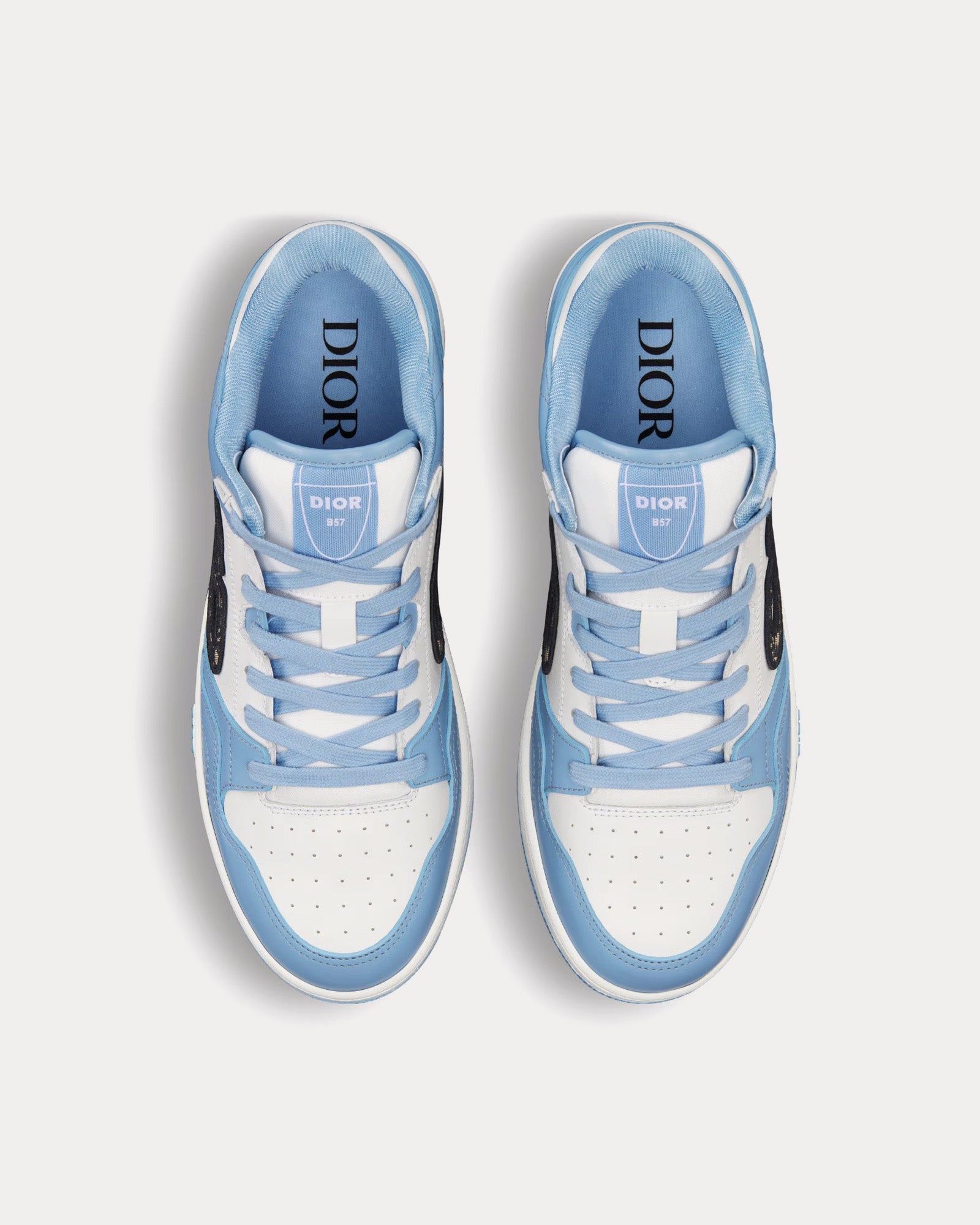 Dior B57 Light Blue and White Smooth Calfskin with Beige and Black Dior Oblique Jacquard Low Top Sneakers - 2